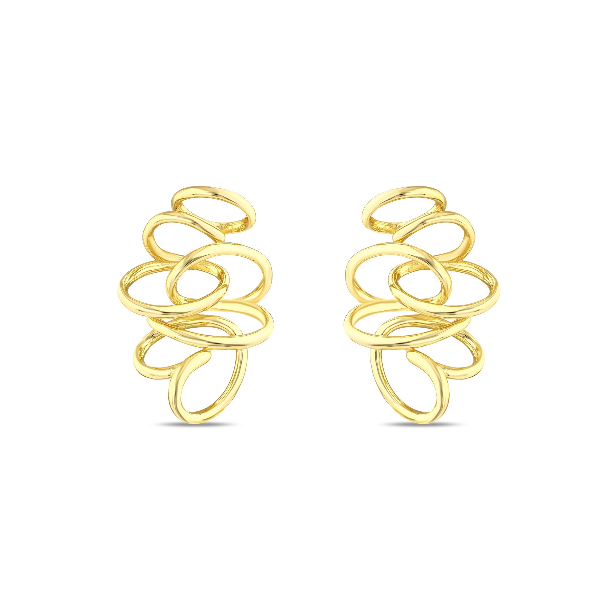 Sun Collection Minimalist Silver Earrings with Intricate Loop Detail