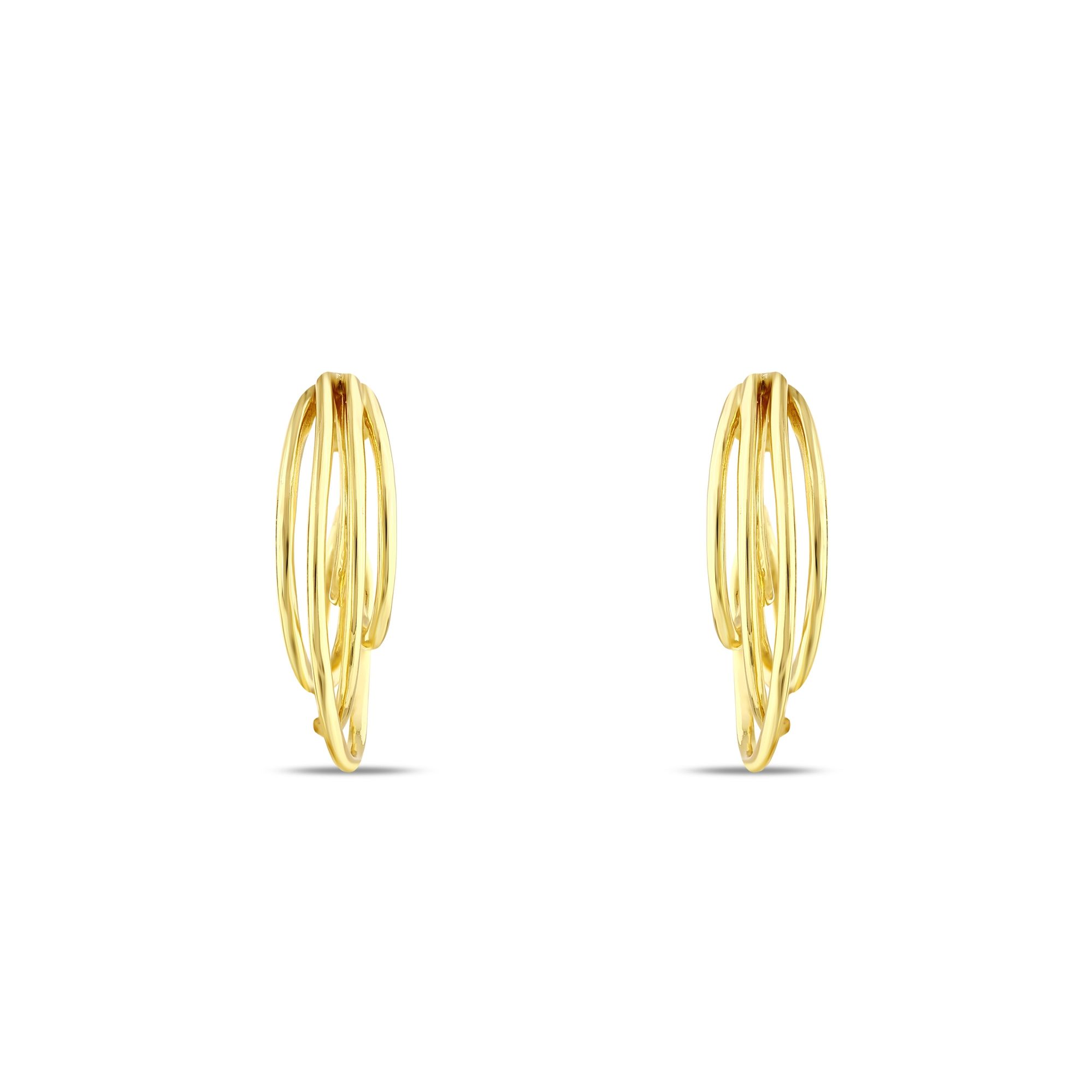 Sun Collection Interlocking Striped Modern Design Silver Earrings