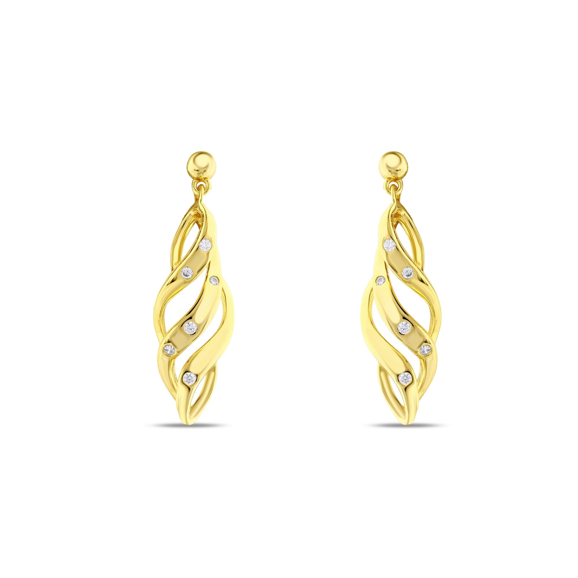 Серебряные серьги-спирали Sun Collection с каменными деталями