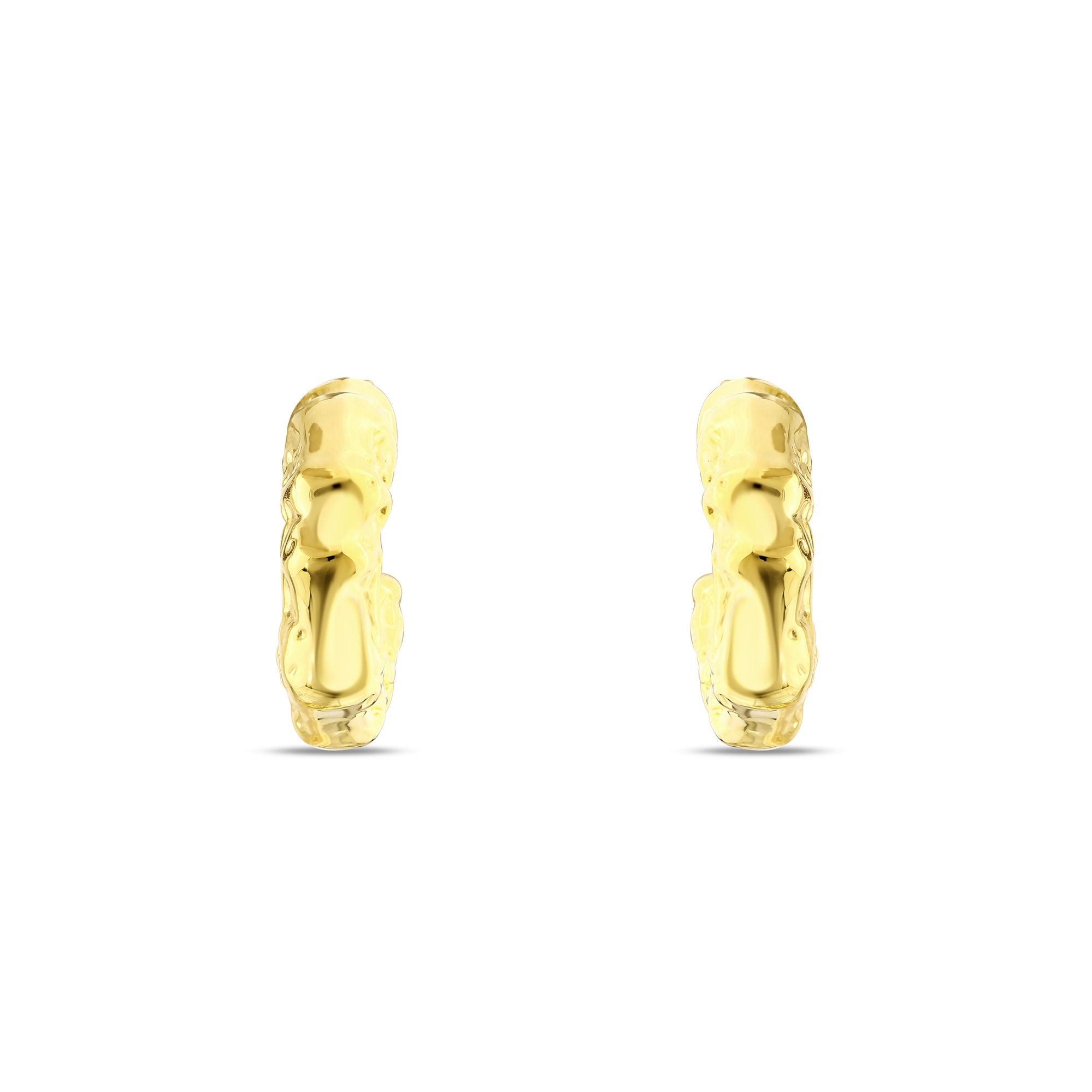 Sun Collection Textured C Hoop Silver Earring