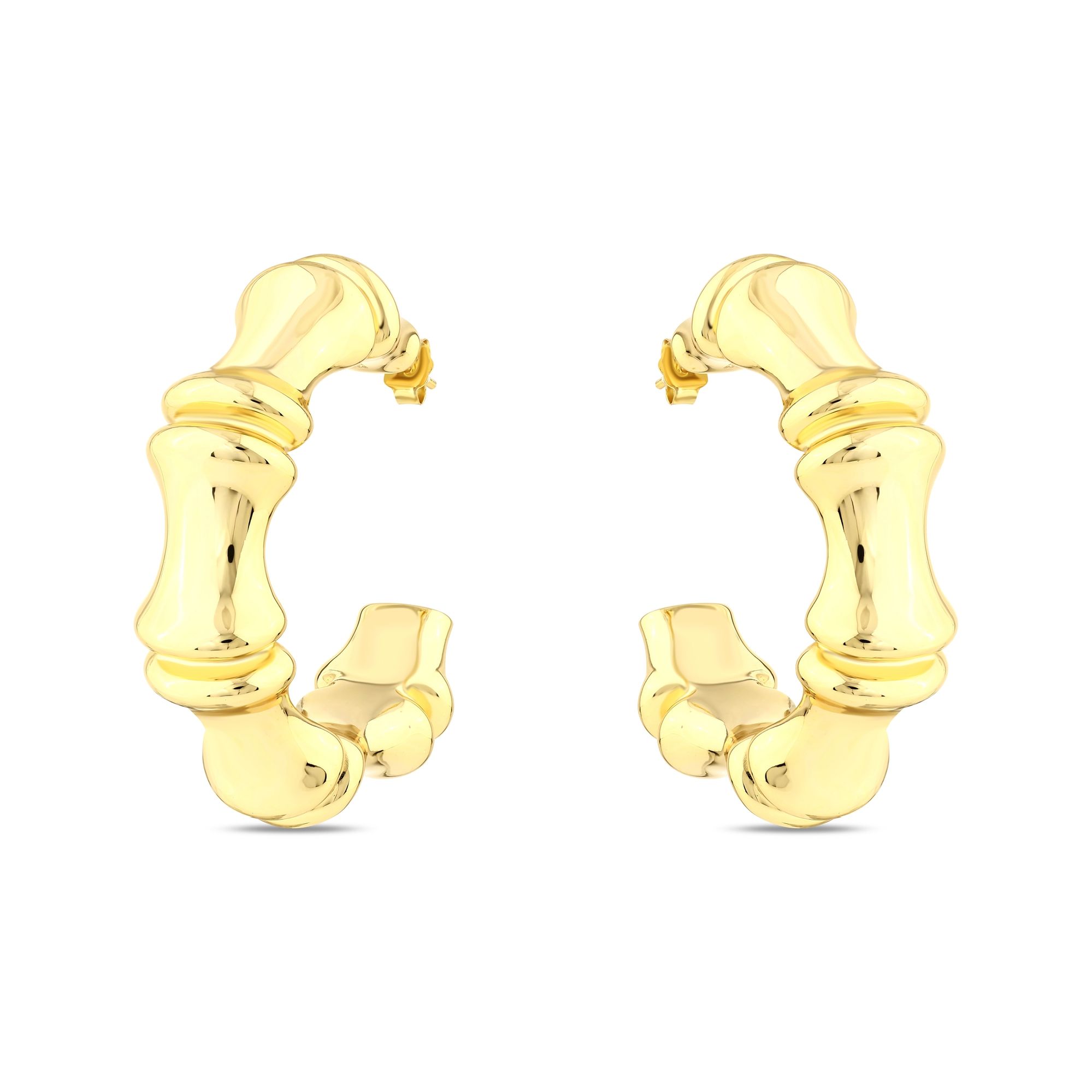 Sun Collection Bamboo Shaped Silver Earring