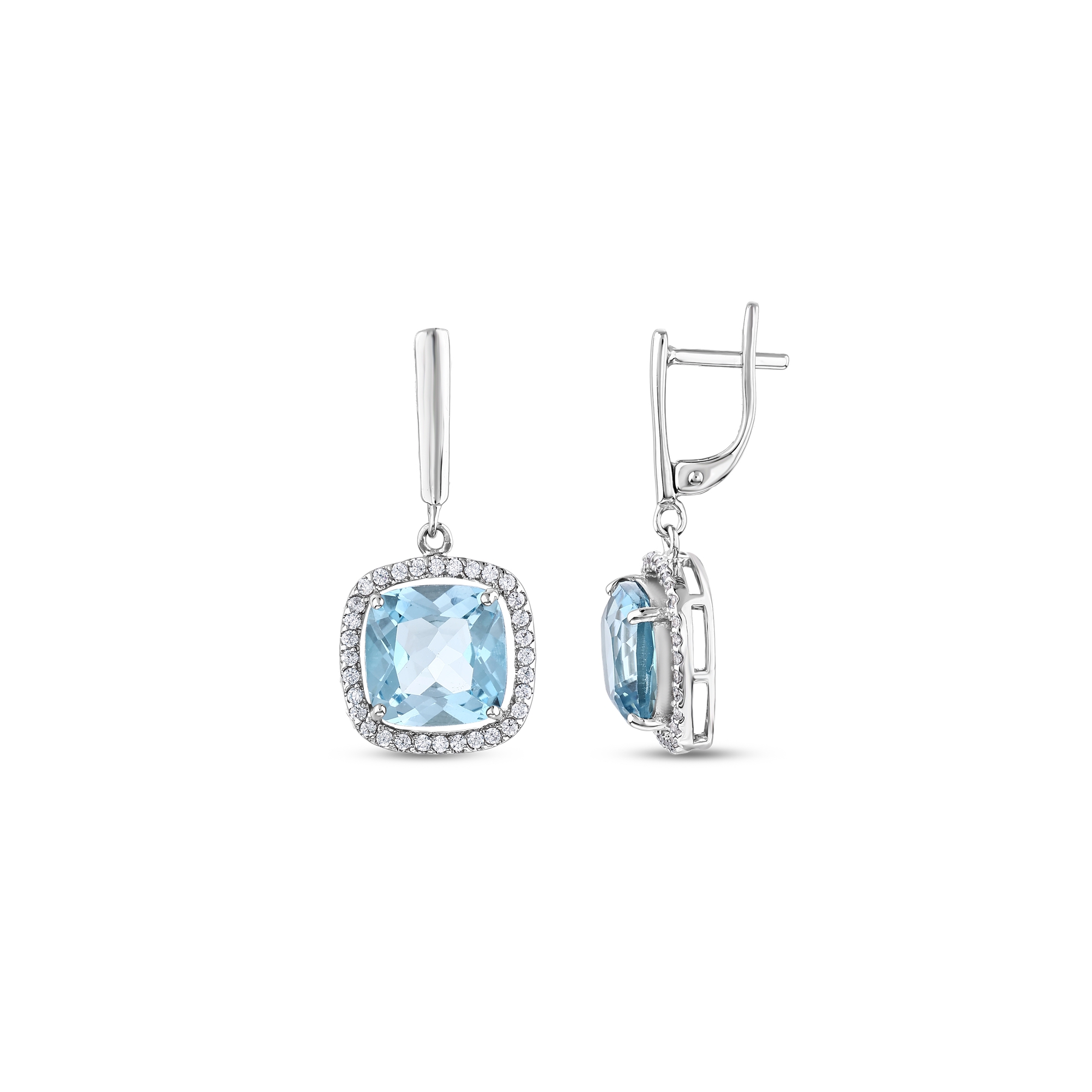 Серьги из серебра с синим камнем, коллекция Gift