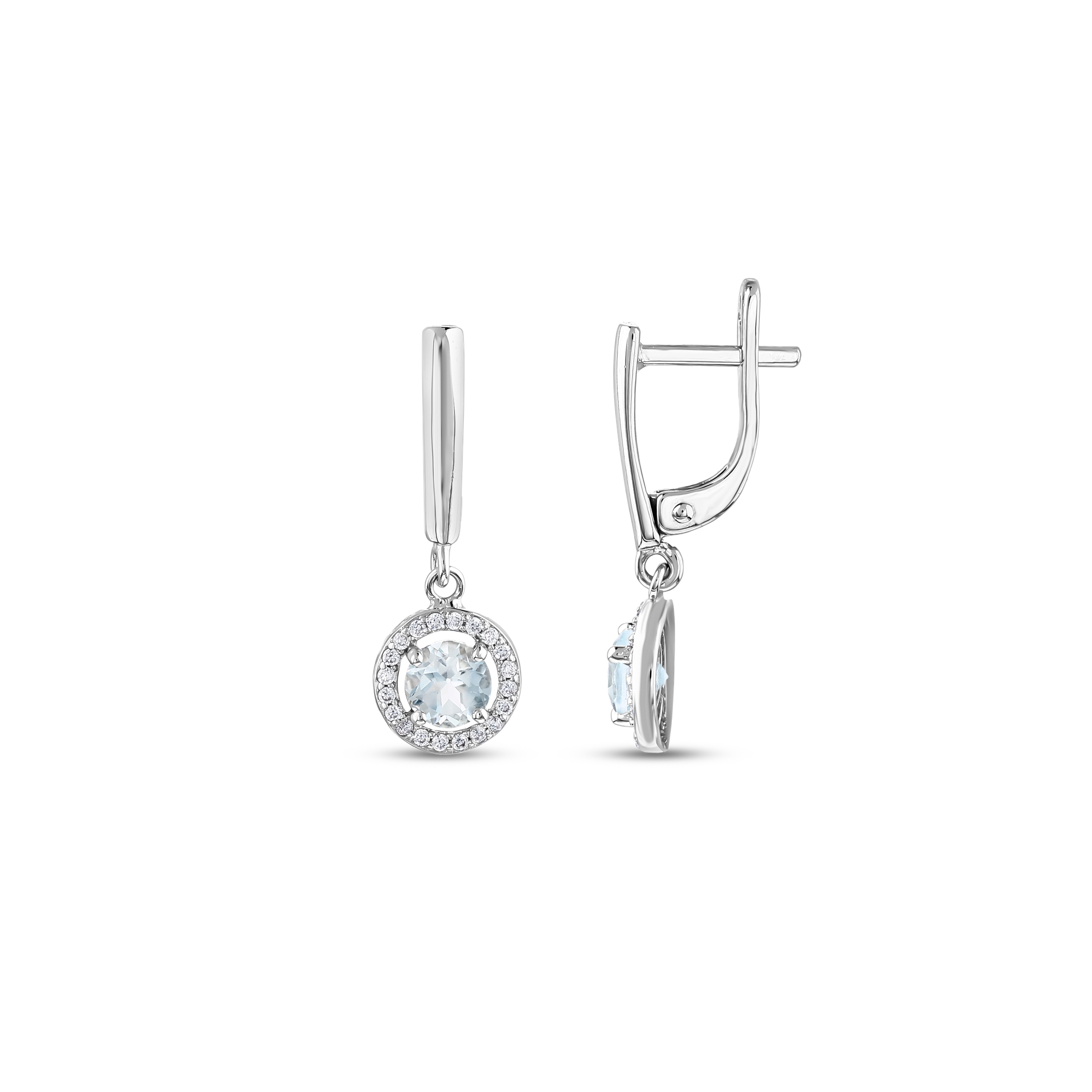 Серебряные серьги Gift Collection круглой формы с маленьким синим камнем