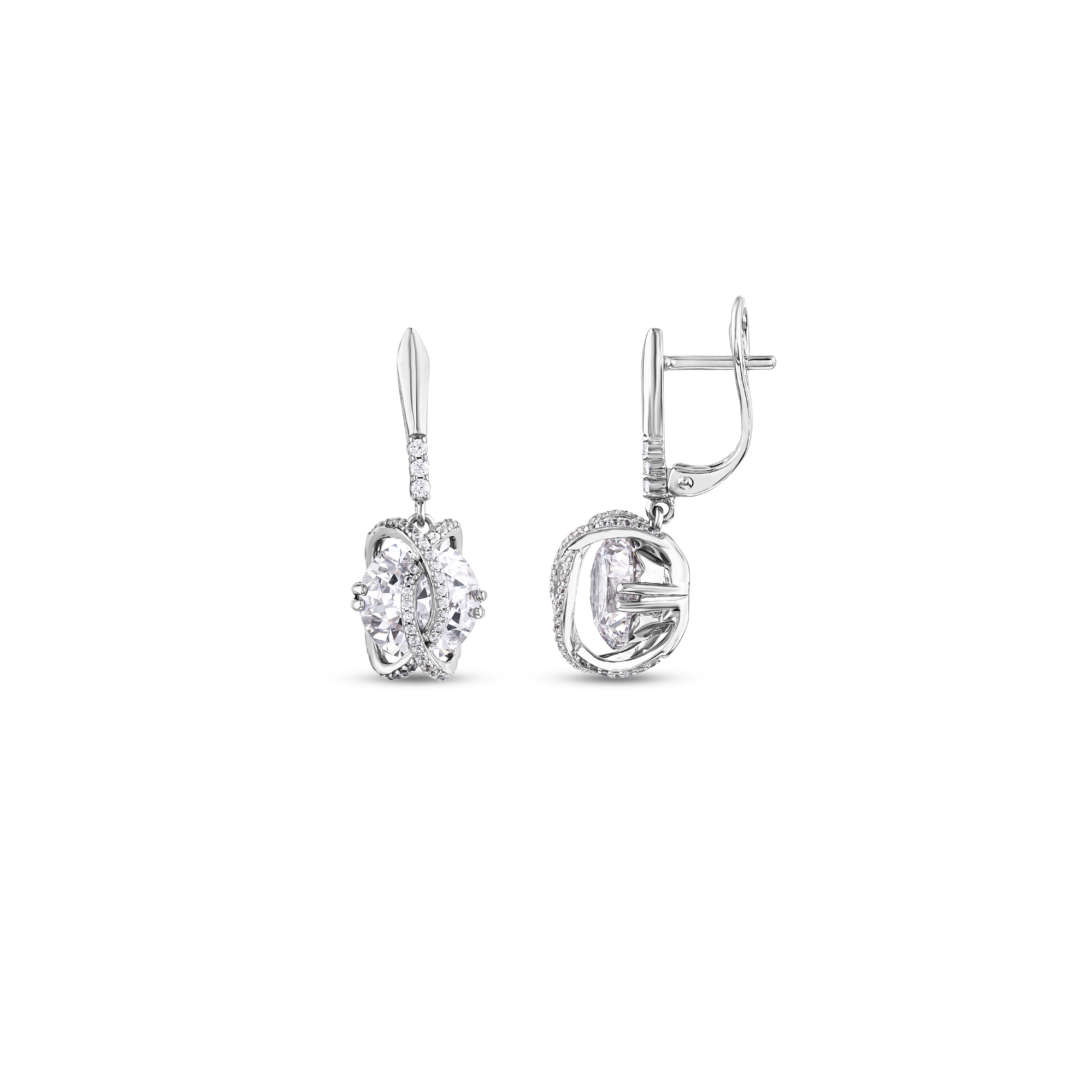 Серебряные серьги Gift Collection со спиральным плетением и камнями