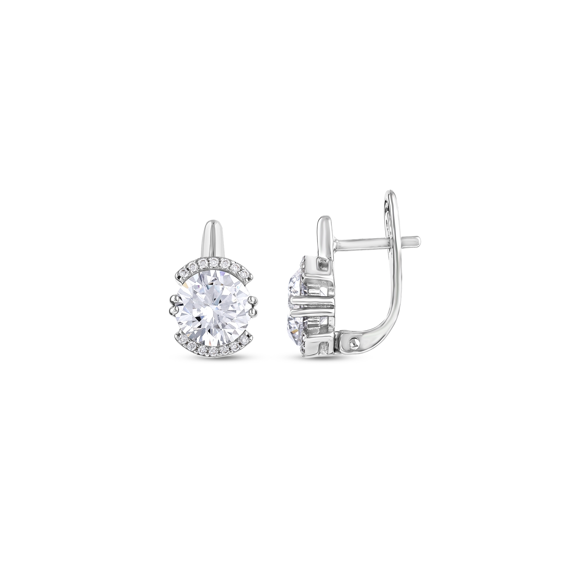 Серебряные серьги с белыми камнями из коллекции Gift