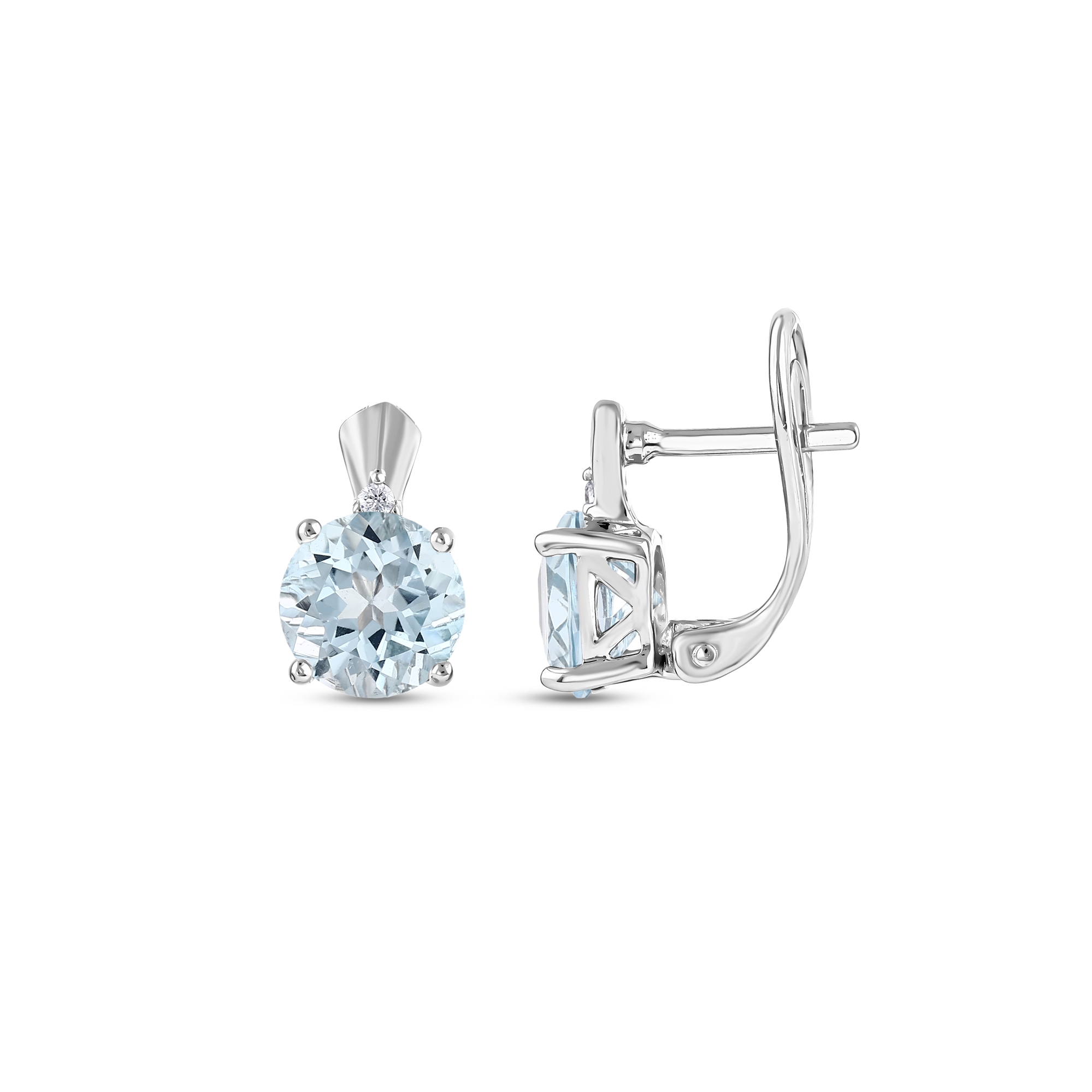 Серебряные серьги-гвоздики Gift Collection, круглые, с одним камнем, синие
