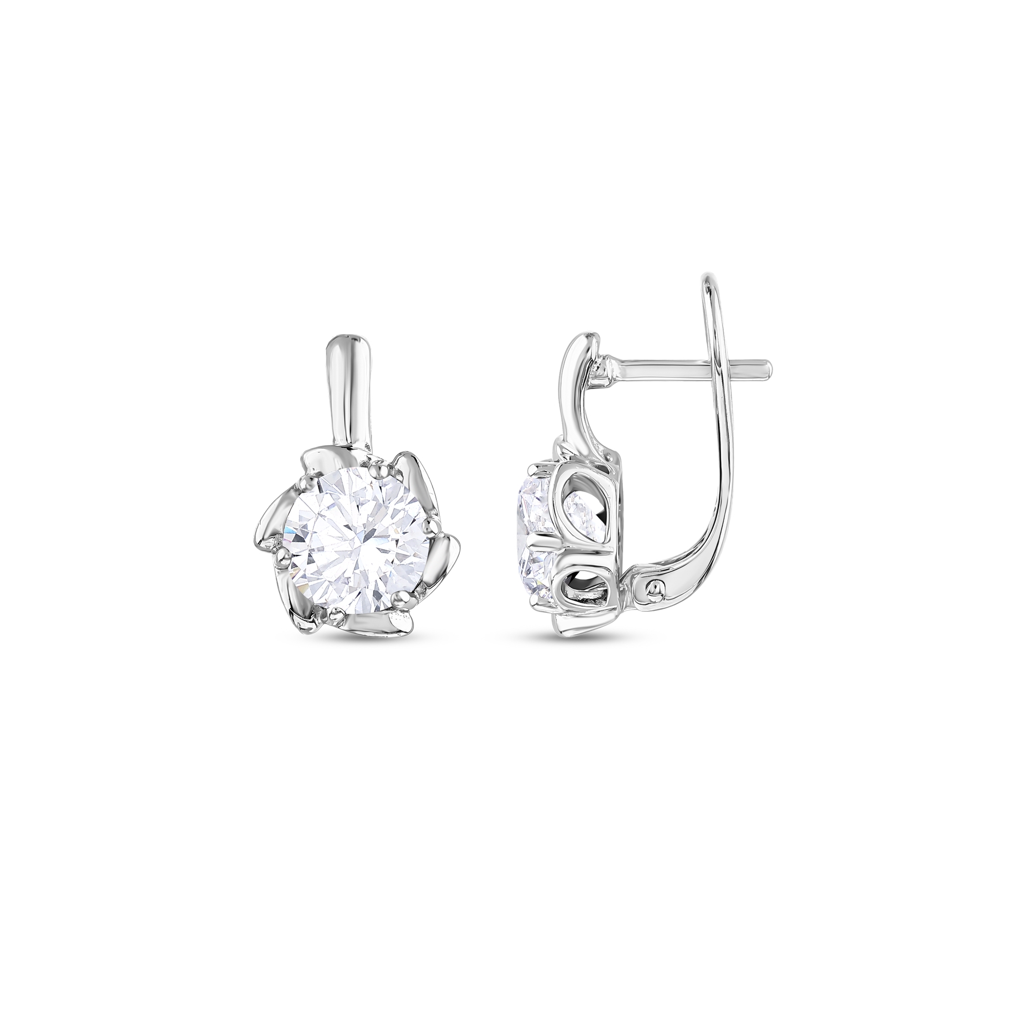 Серебряные серьги Gift Collection с белыми кристаллами и спиральным дизайном