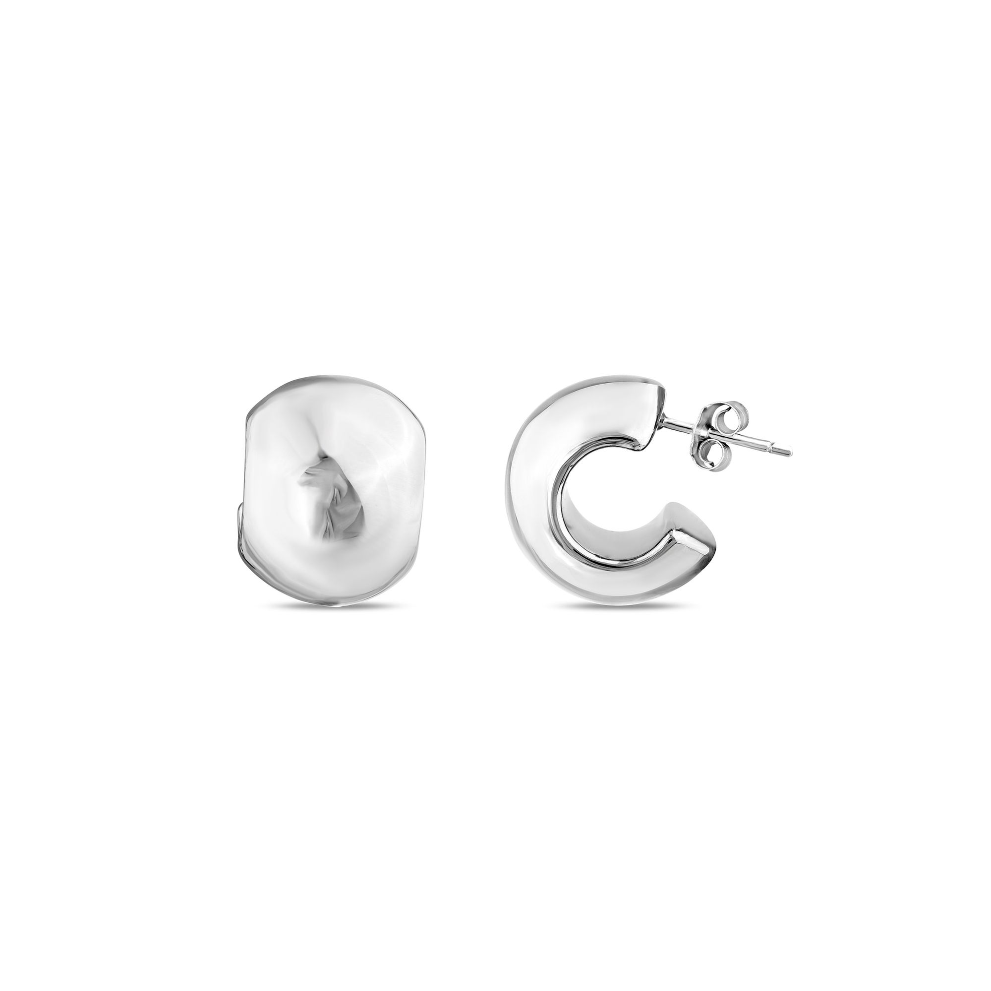 Серьги-кольца Baget Collection из серебра, толстые, С-образные