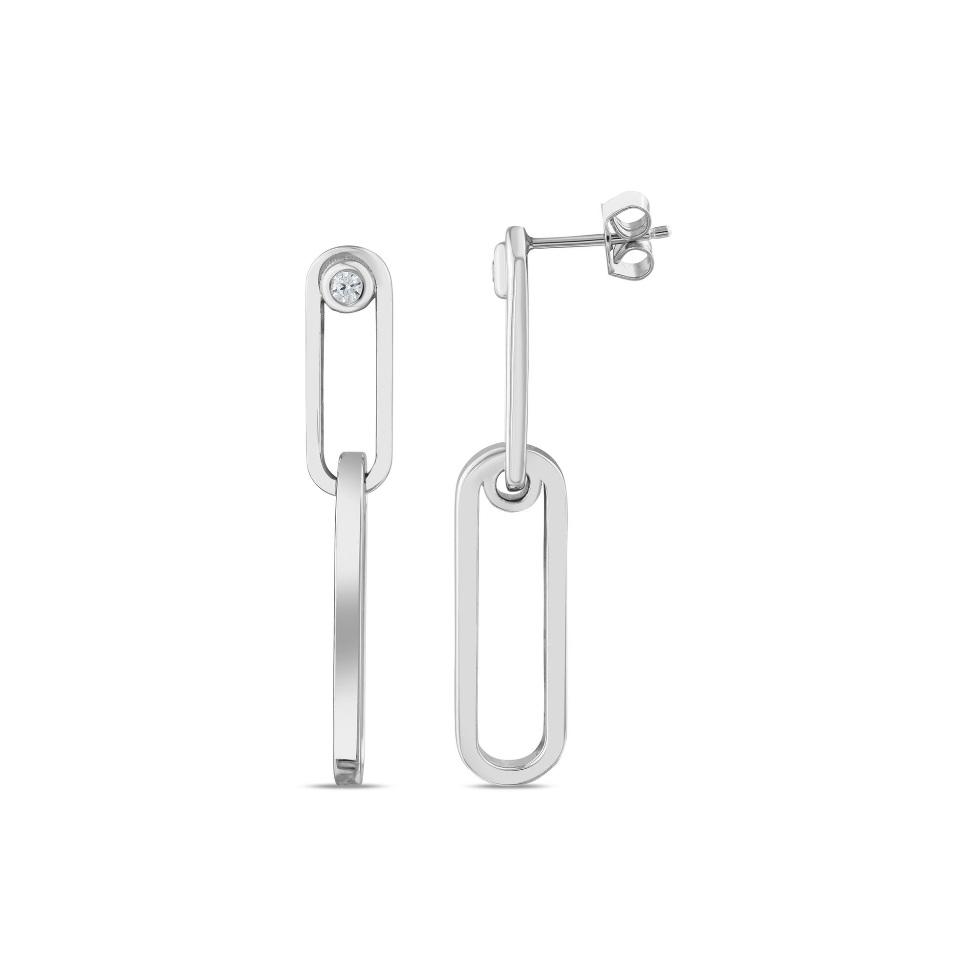 Gift Collection Double Ring Design Silver Earrings