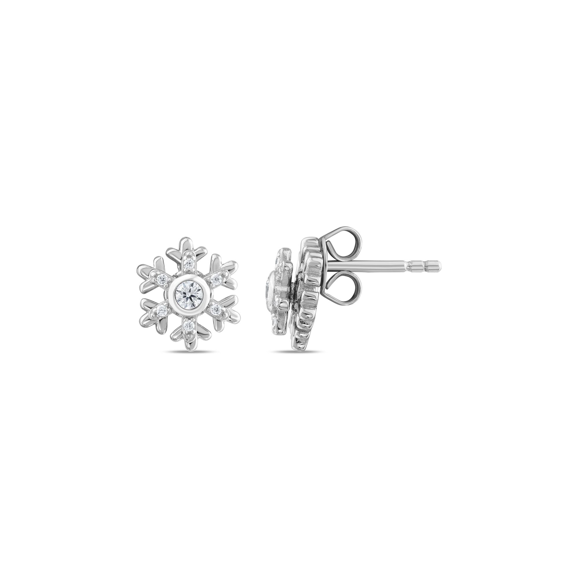 Gift Collection Snowflake Design Silver Earrings