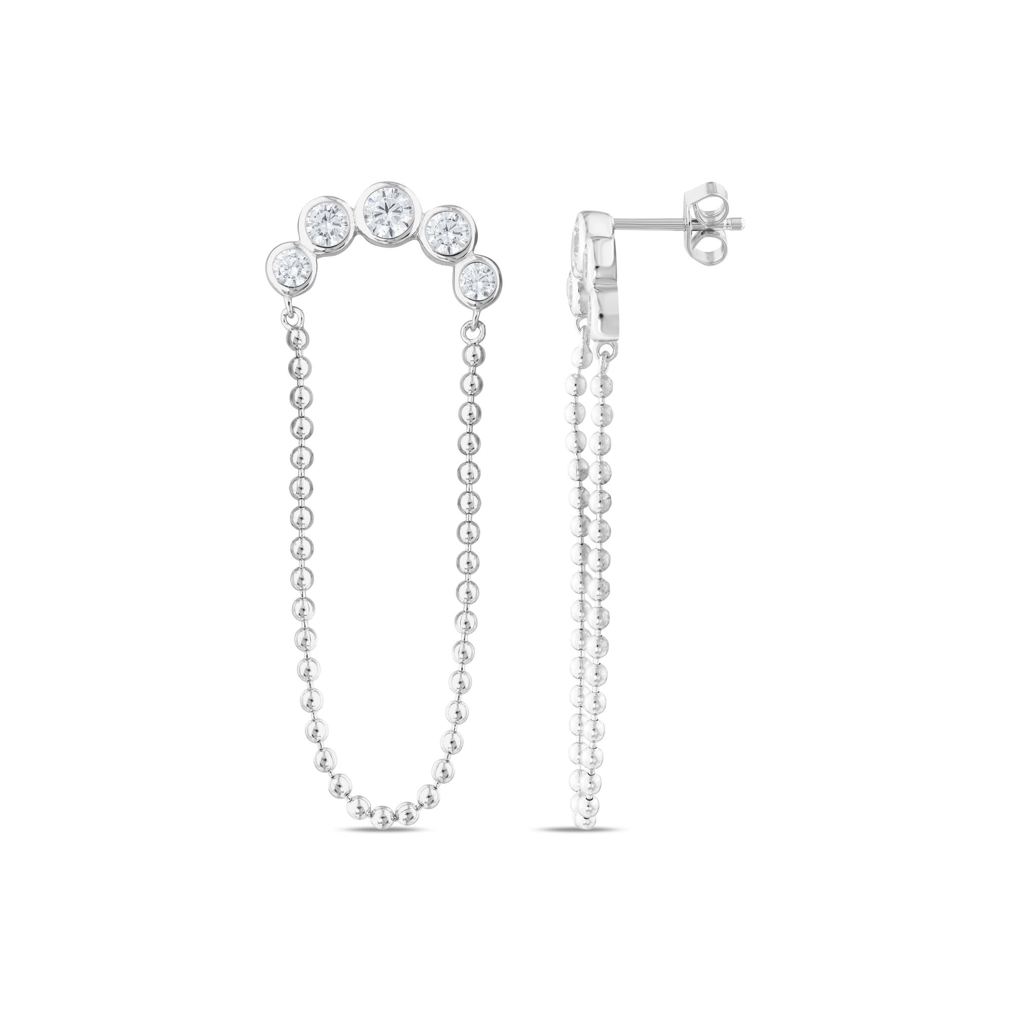 Gift Collection Five-Stone Ball Chain Dangle Silver Earrings