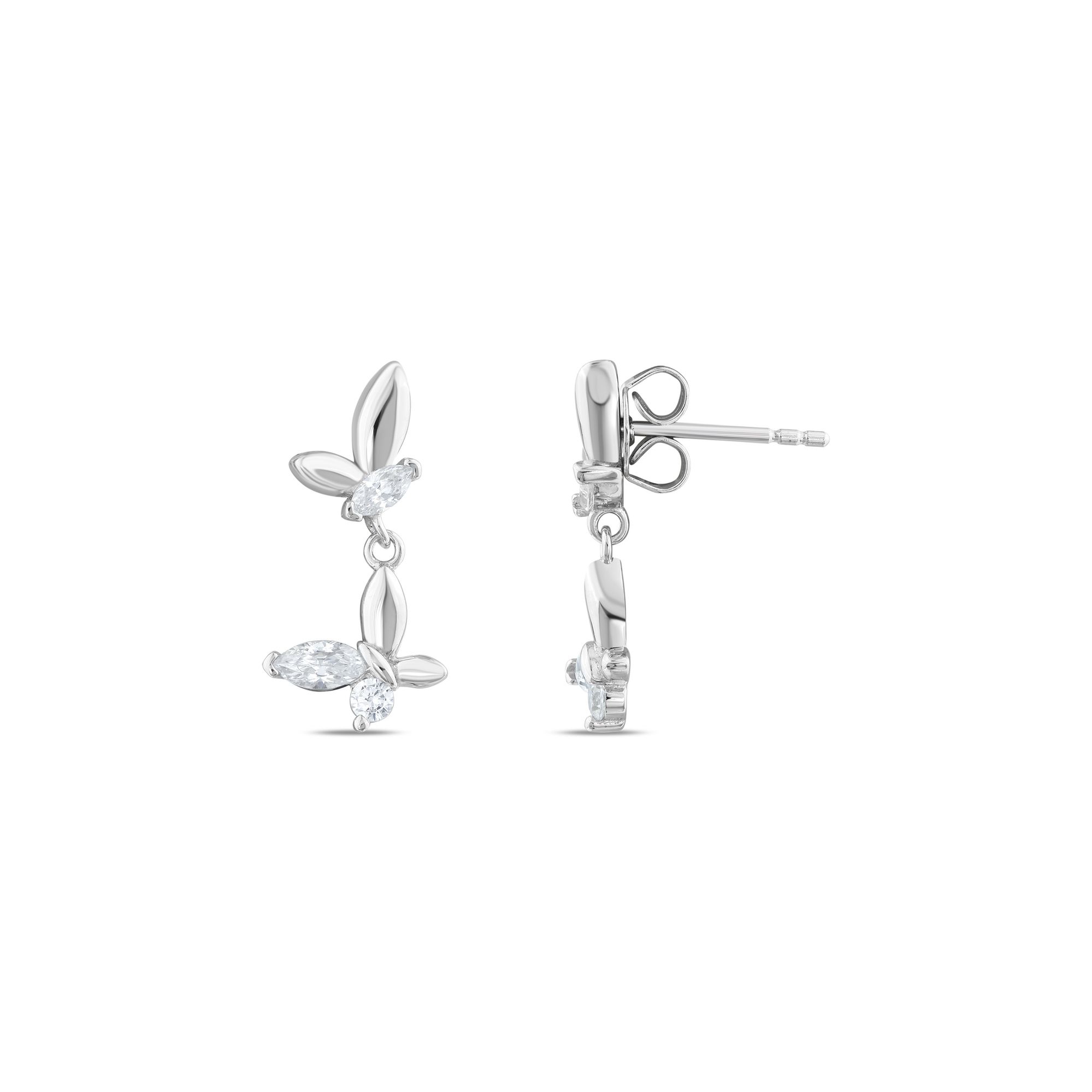 Gift Collection Dangle Leaf Design Silver Earrings