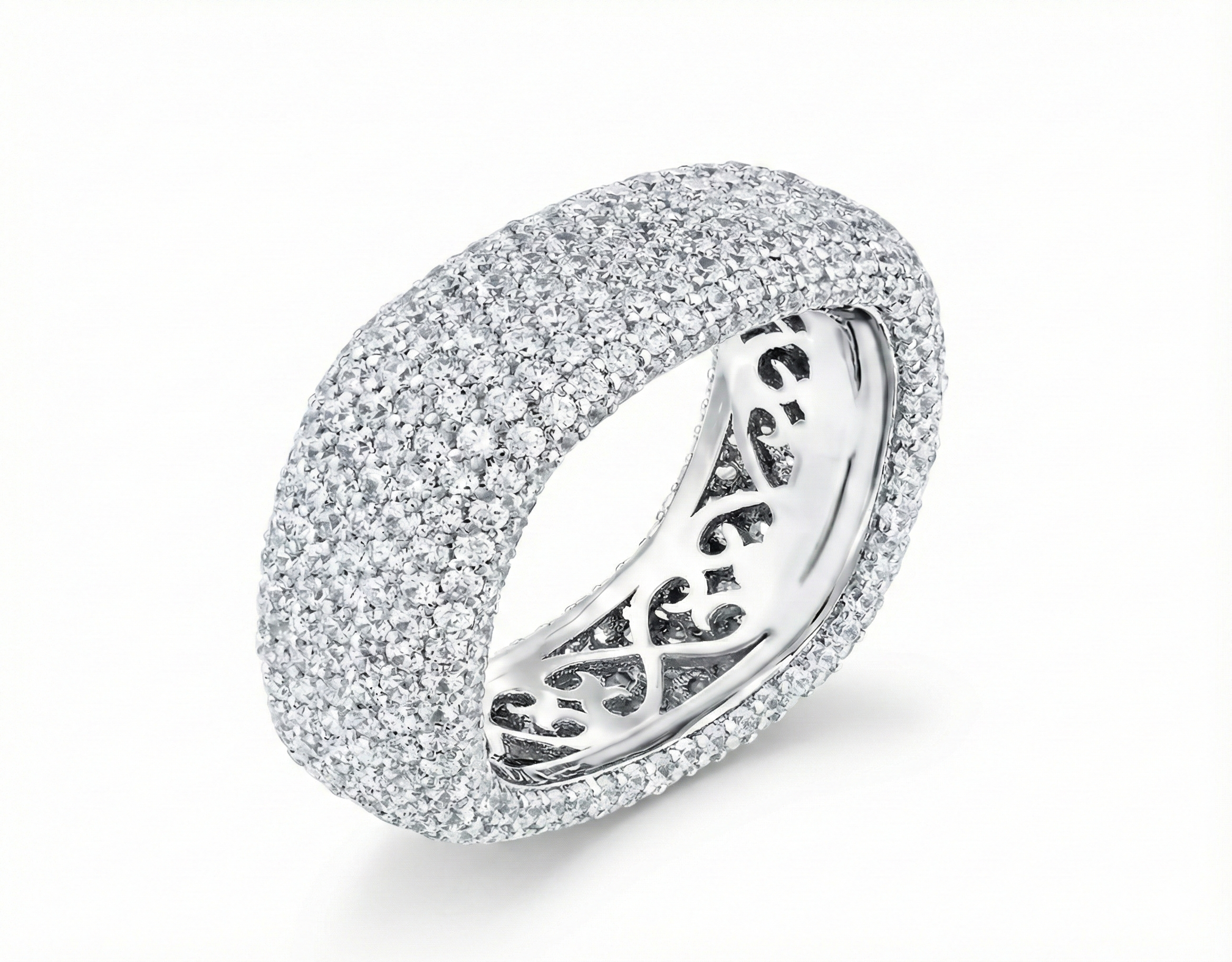 Gift Collection Thick Row Stone Design Silver Ring