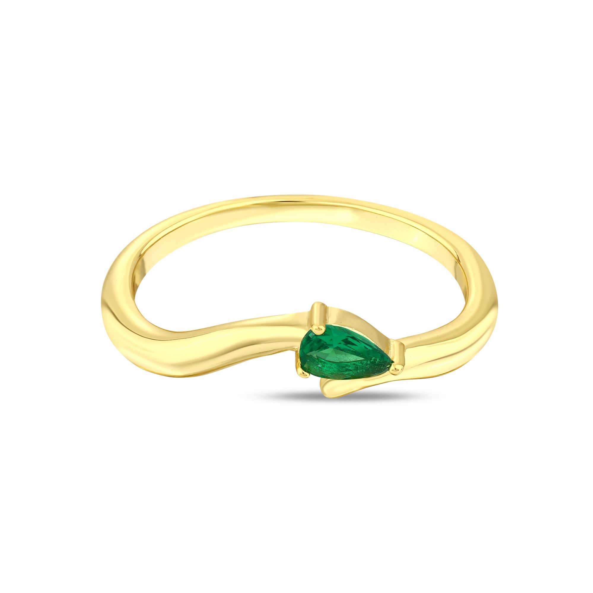 Sun Collection Green Stone Silver Ring