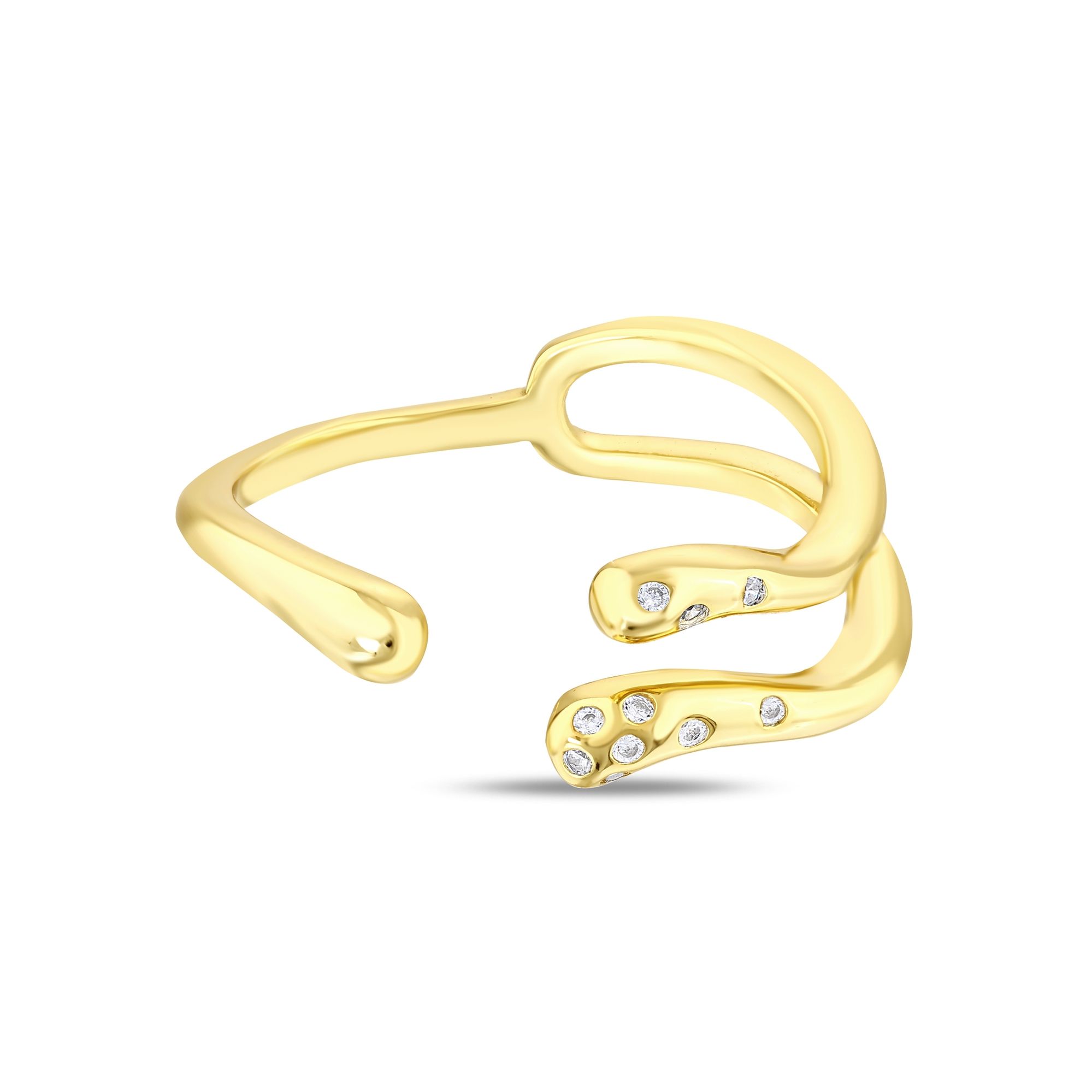 Sun Collection Three-Arm Zircon Stone Silver Ring