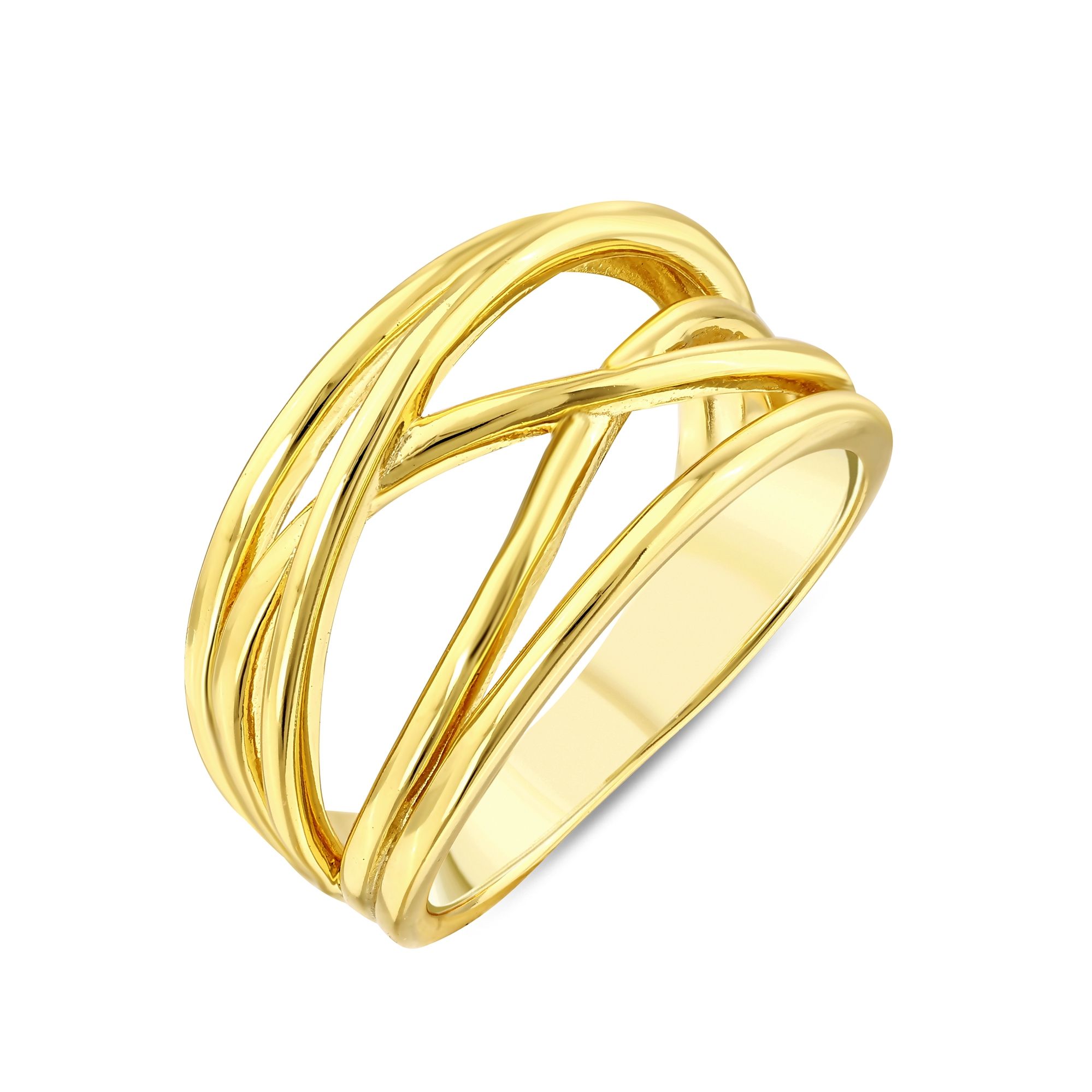 Sun Collection Crossover Multi-Band Wide Silver Ring