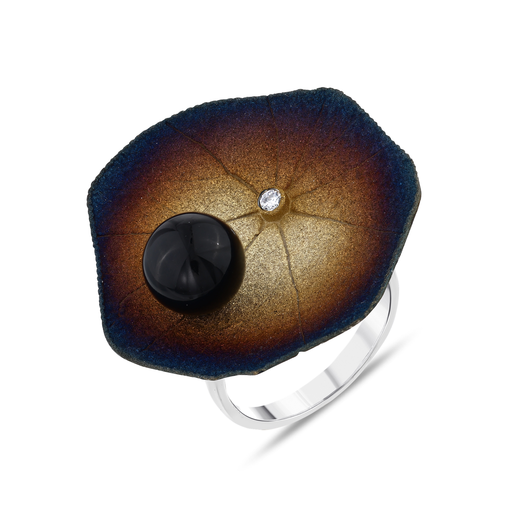 Global Warming Black Stone and Stone Detailed Burnt Color Enamel Leaf