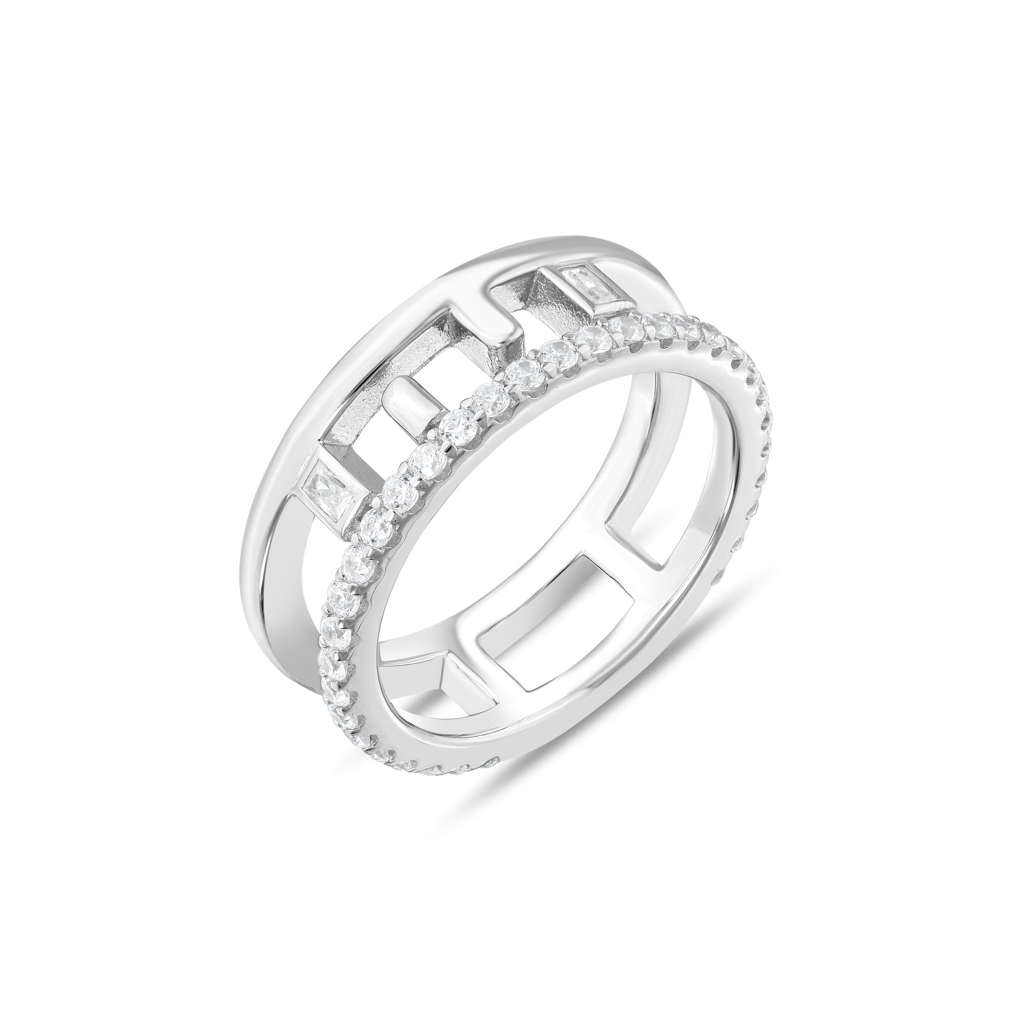Gift Collection Double Row Design Silver Ring