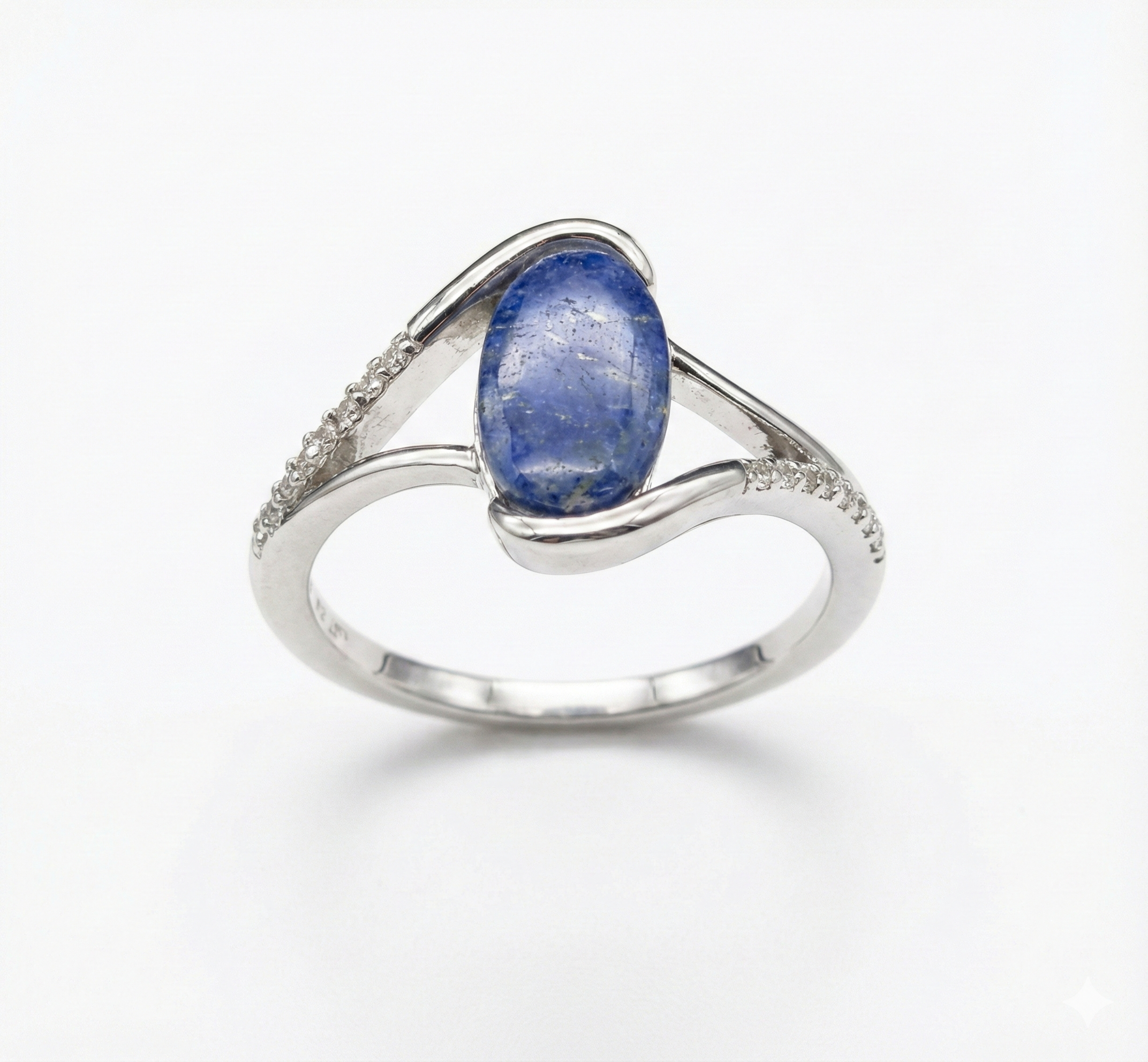 Lucky Gems Collection Natural Lapis Lazuli and Zircon Stone Silver Ring