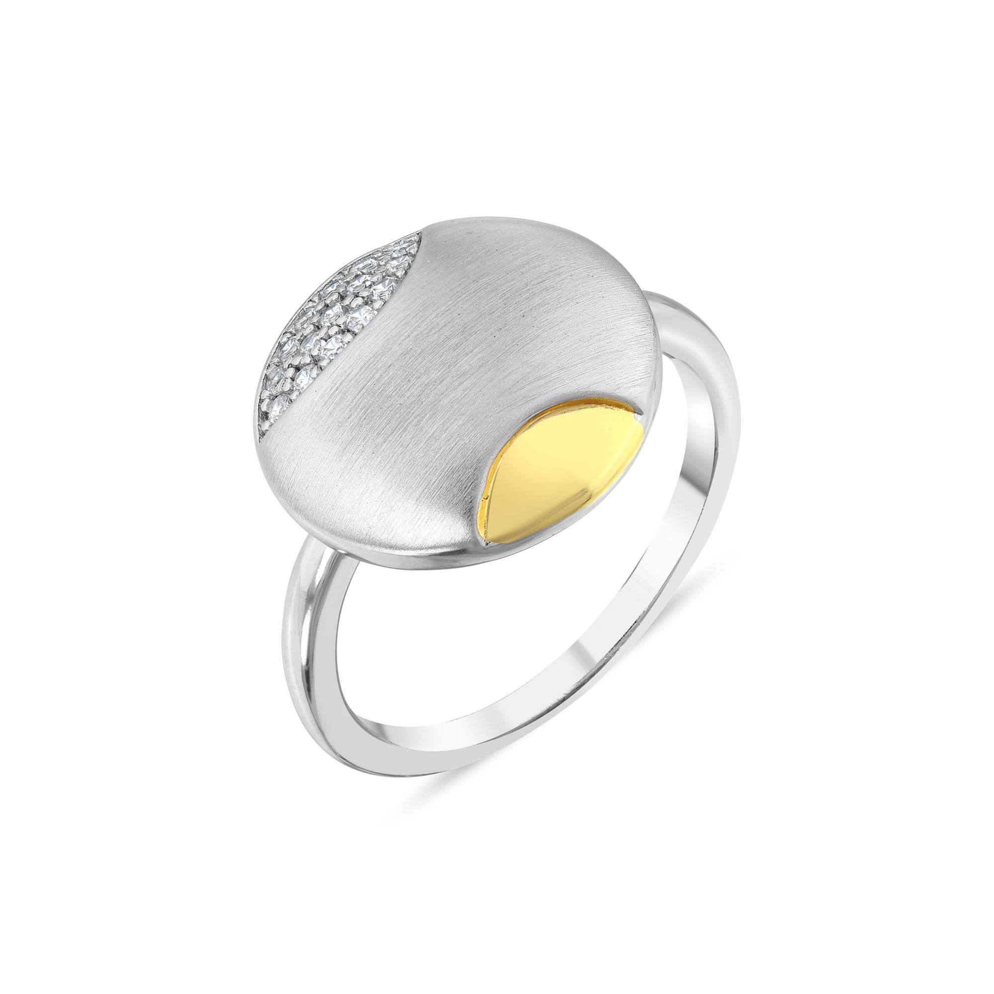 Gift Collection Silver Ring with Stone and Gold Details