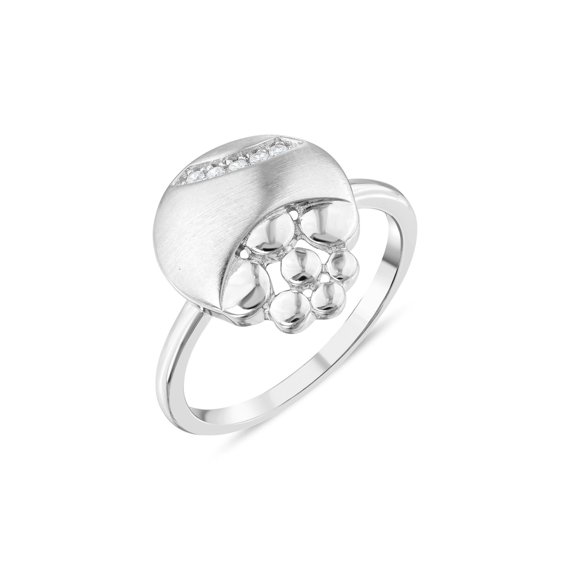 Gift Collection Stone Detailed Two-Tone Modern Silver Ring