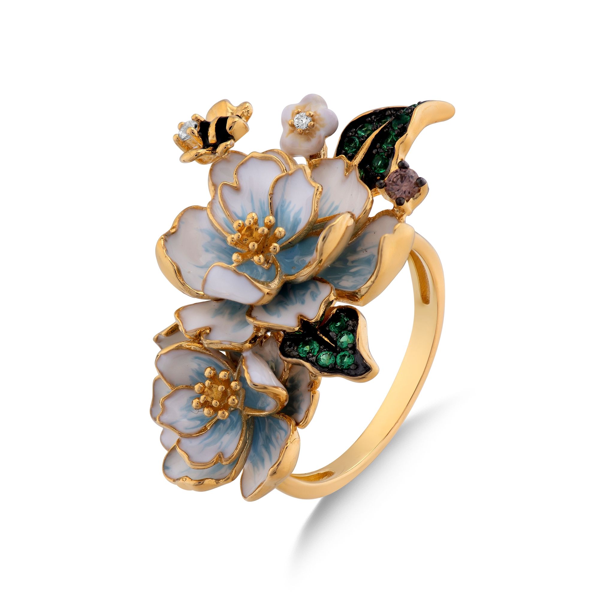 Серебряное кольцо Zultanite Model-5 с дизайном пчелы