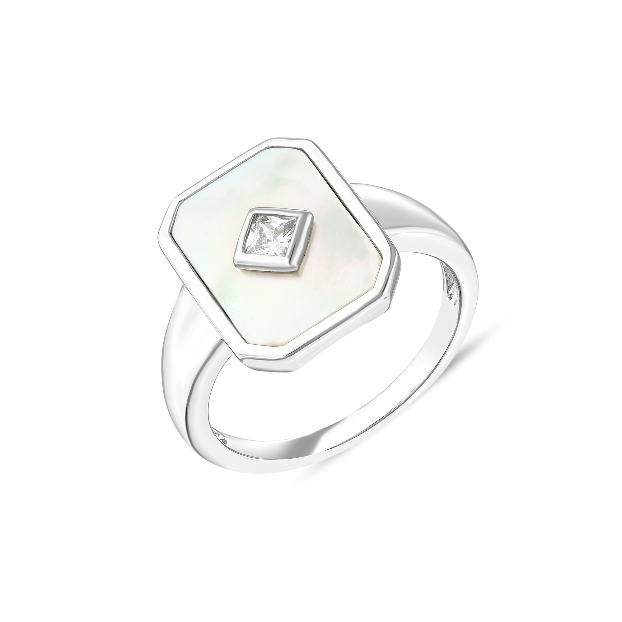 Серебряное кольцо Lucky Gems Collection с прямоугольным перламутровым камнем