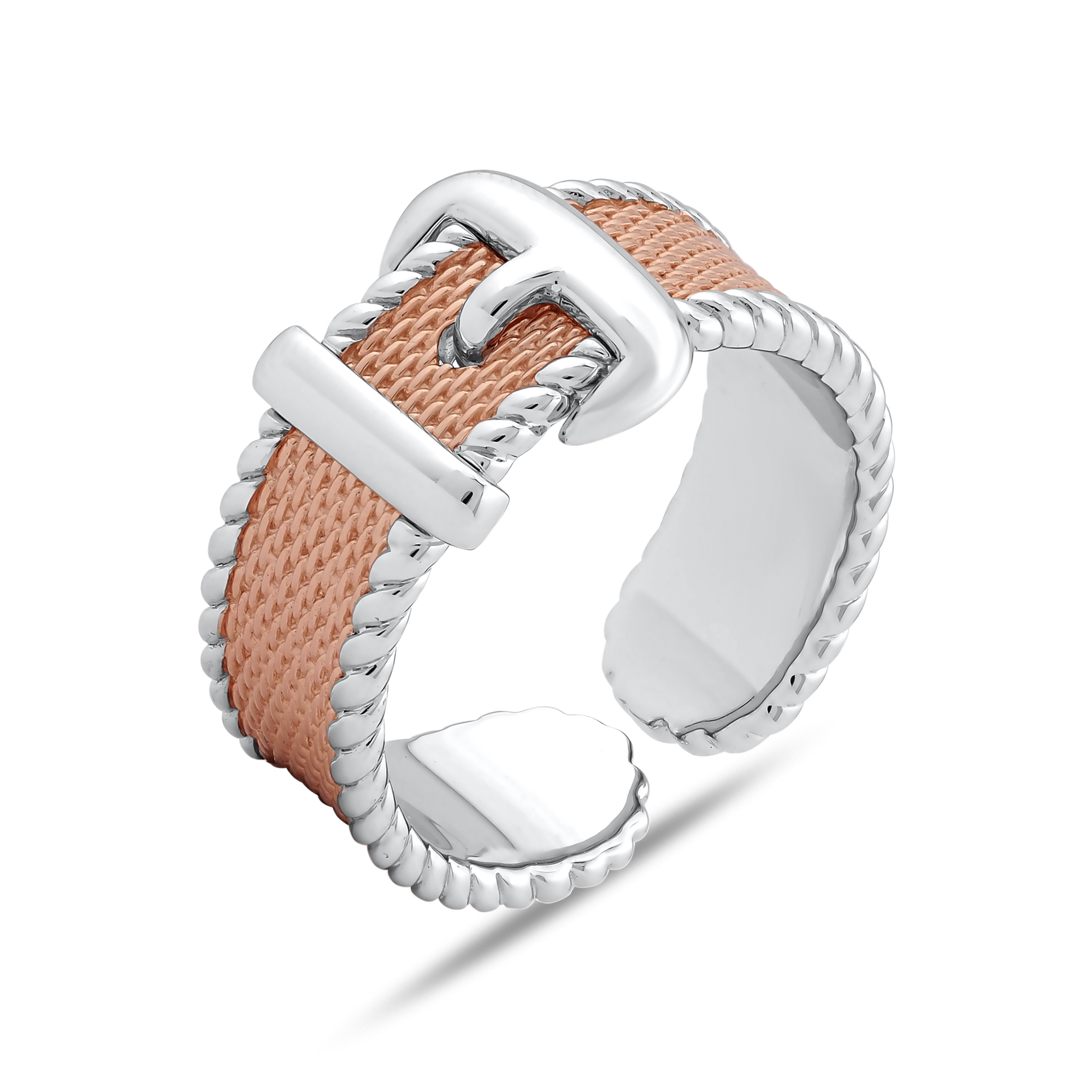 Bravoman Collection Buckle Detail Rose Woven Ring