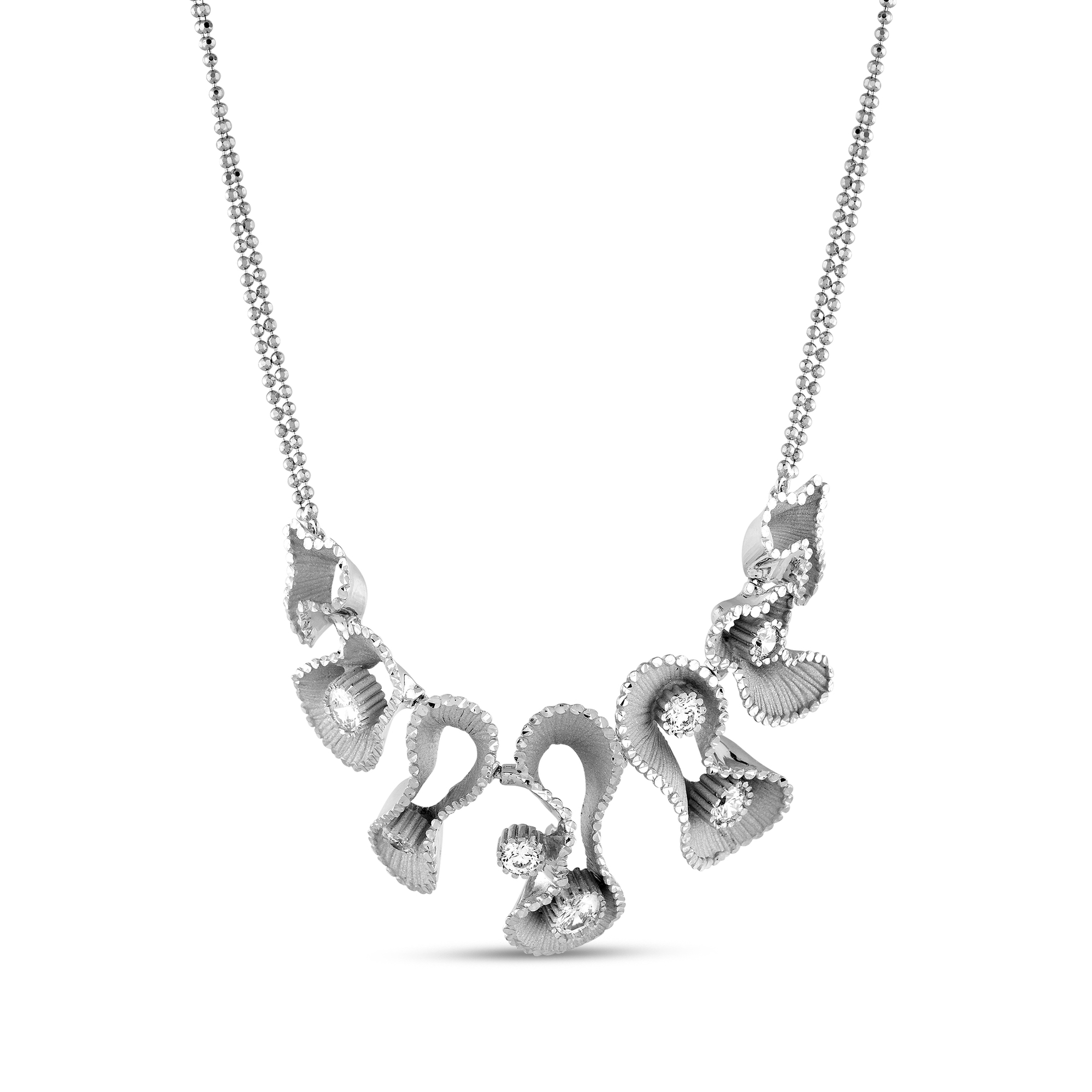 Soul Dance White Gold Diamond Detailed Organic Form Necklace