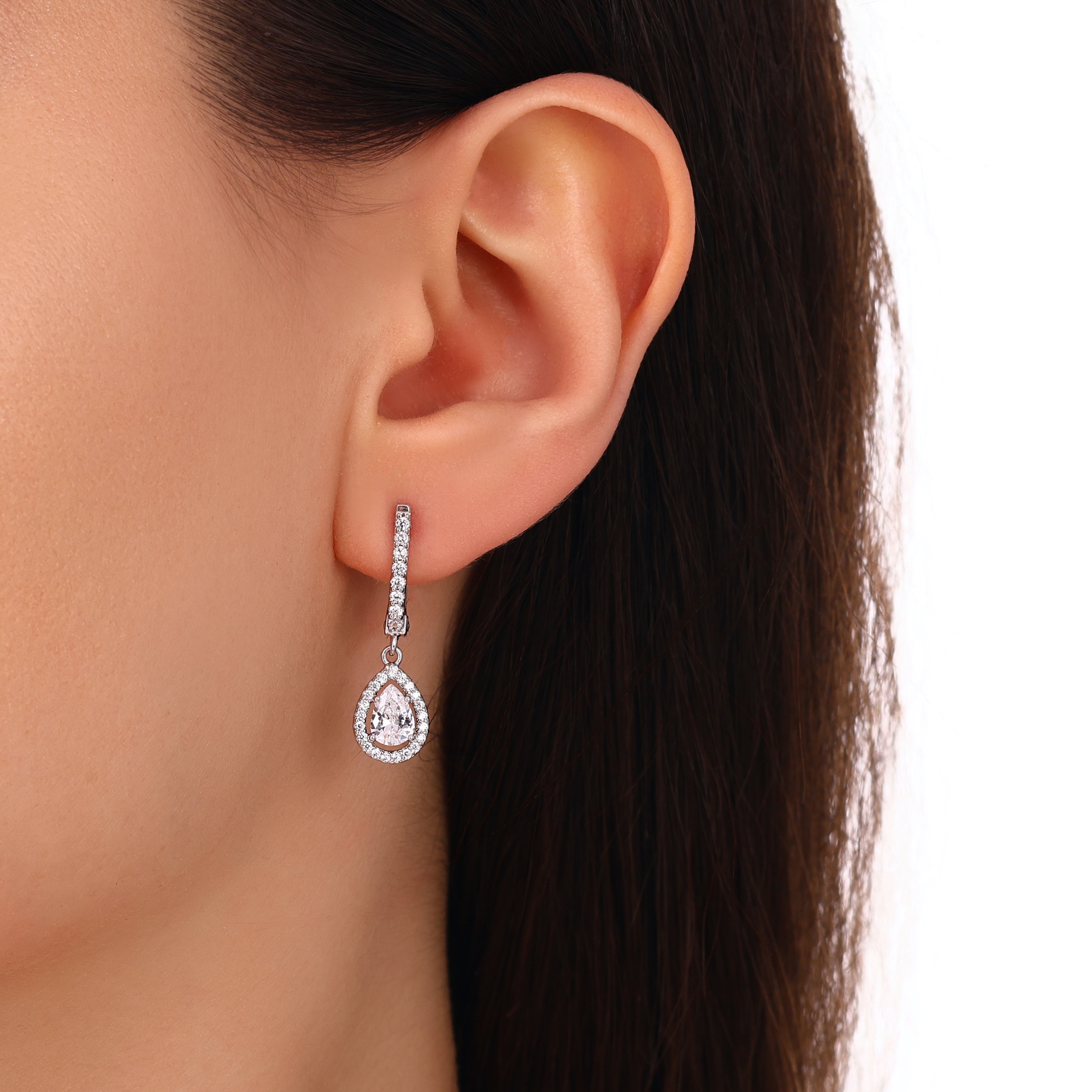 Gift Collection Teardrop Pink Stone Dangle Earrings