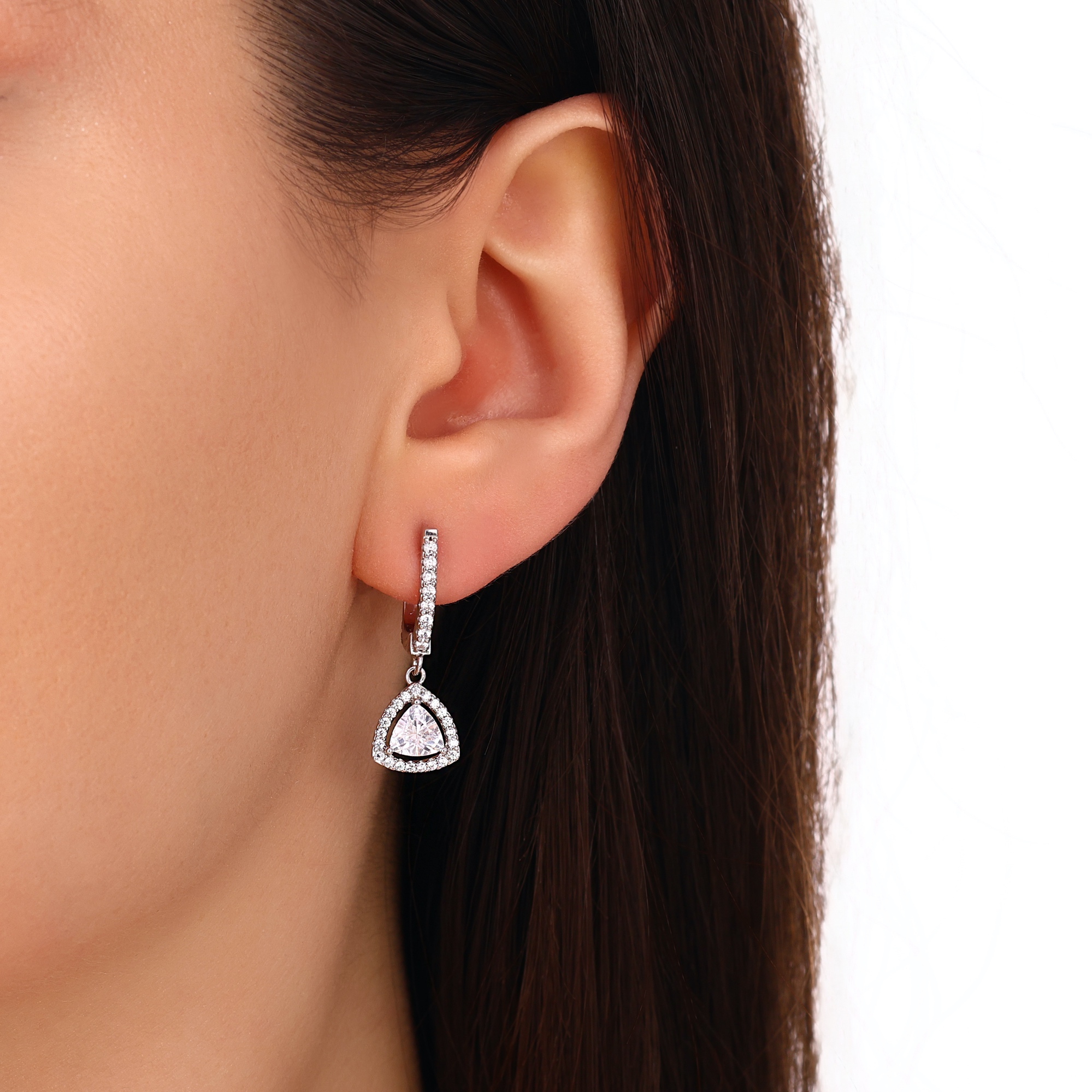 Gift Collection Trillion Cut Pink Stone Dangle Earrings