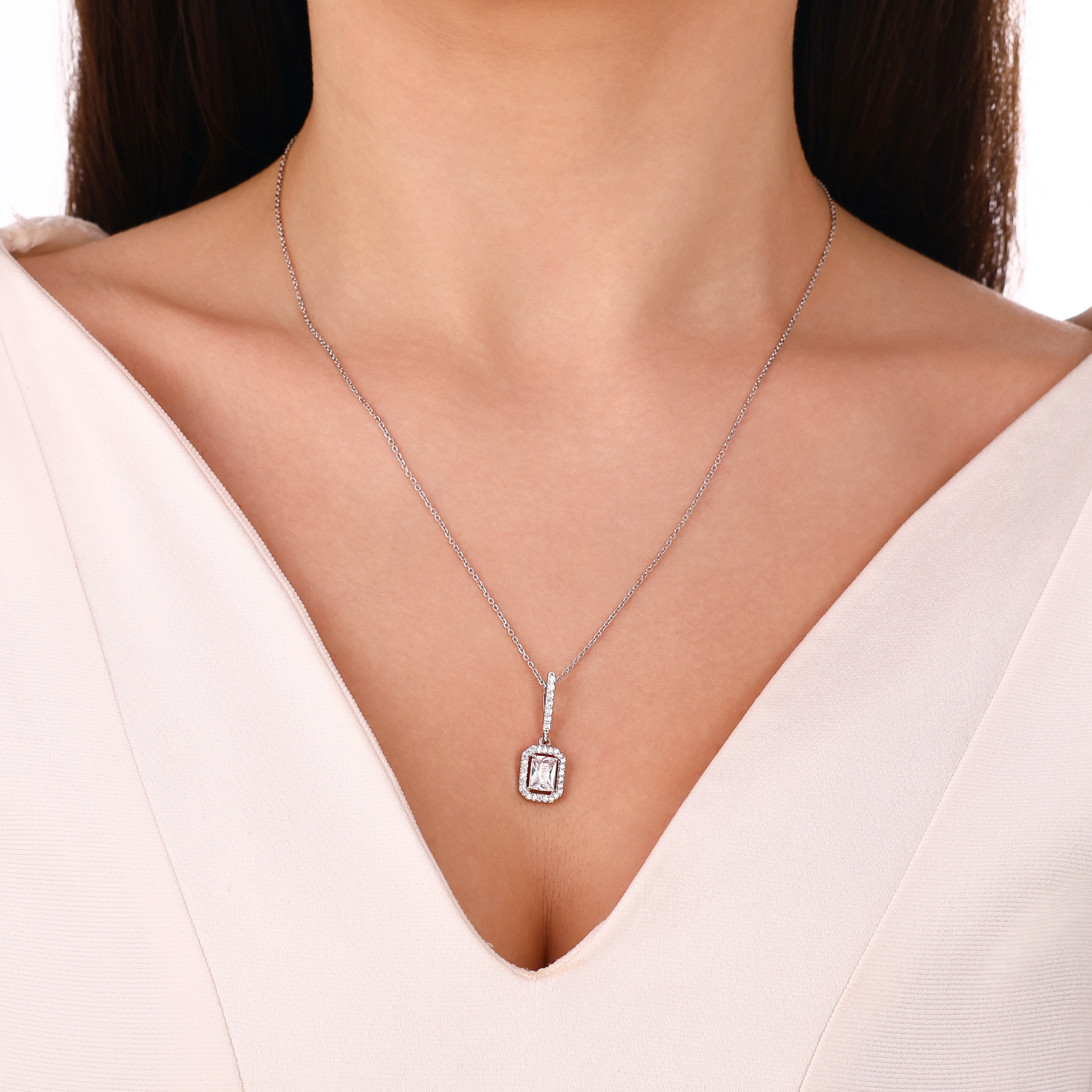 Gift Collection Pink Baguette Stone Necklace