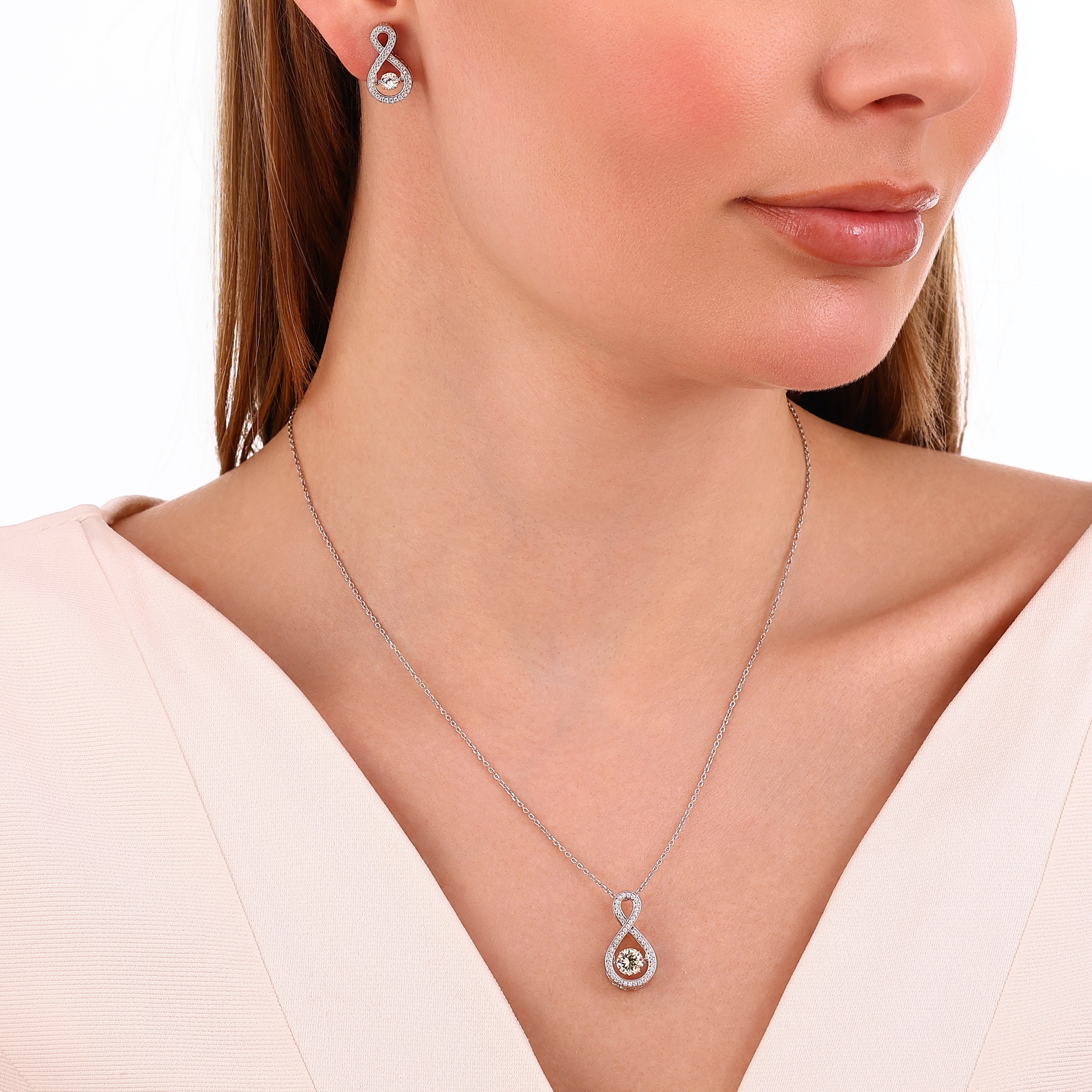 Dance Collection Infinity Form Necklace with Yellow Stone