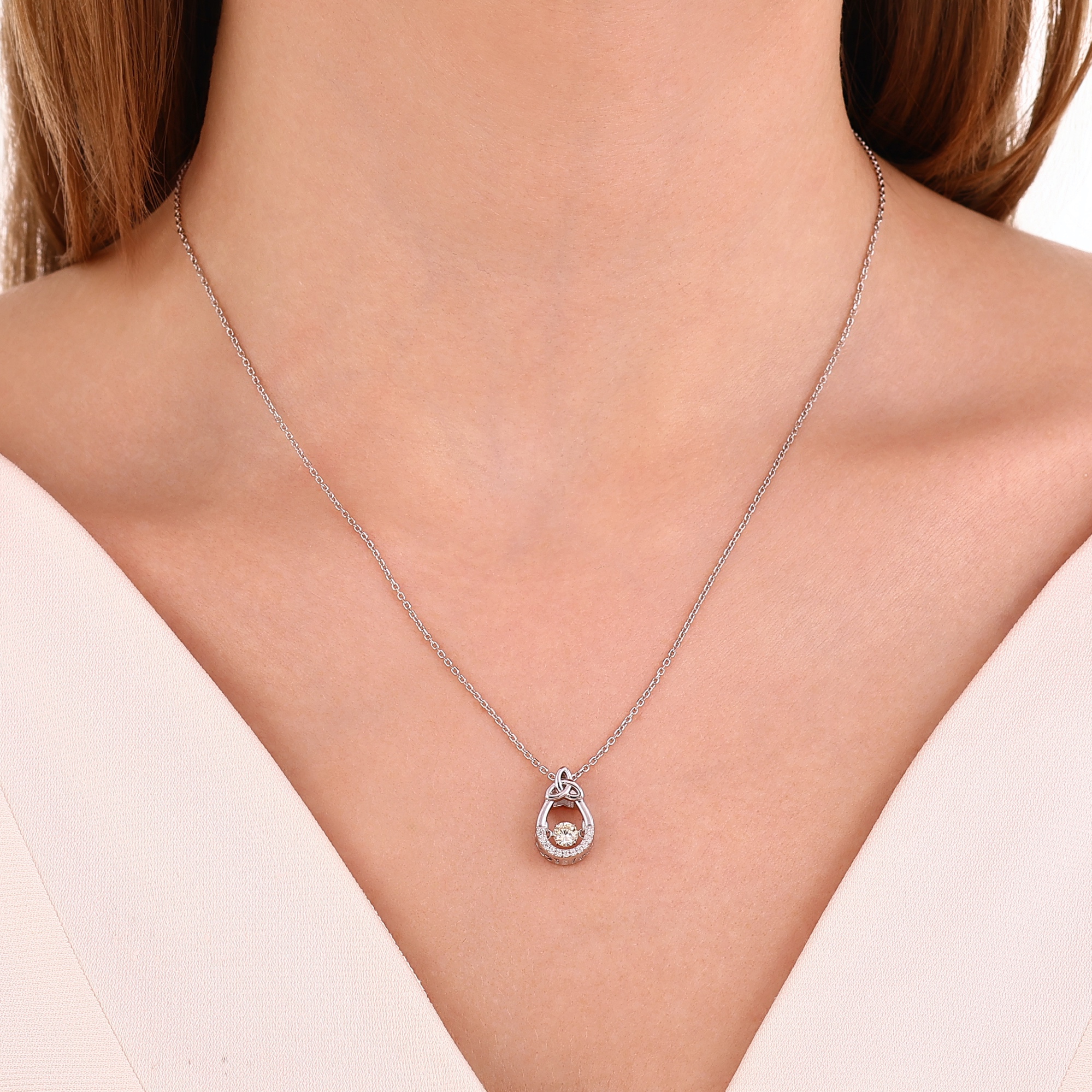 Dance Collection Teardrop Pendant Necklace with Moving Stone