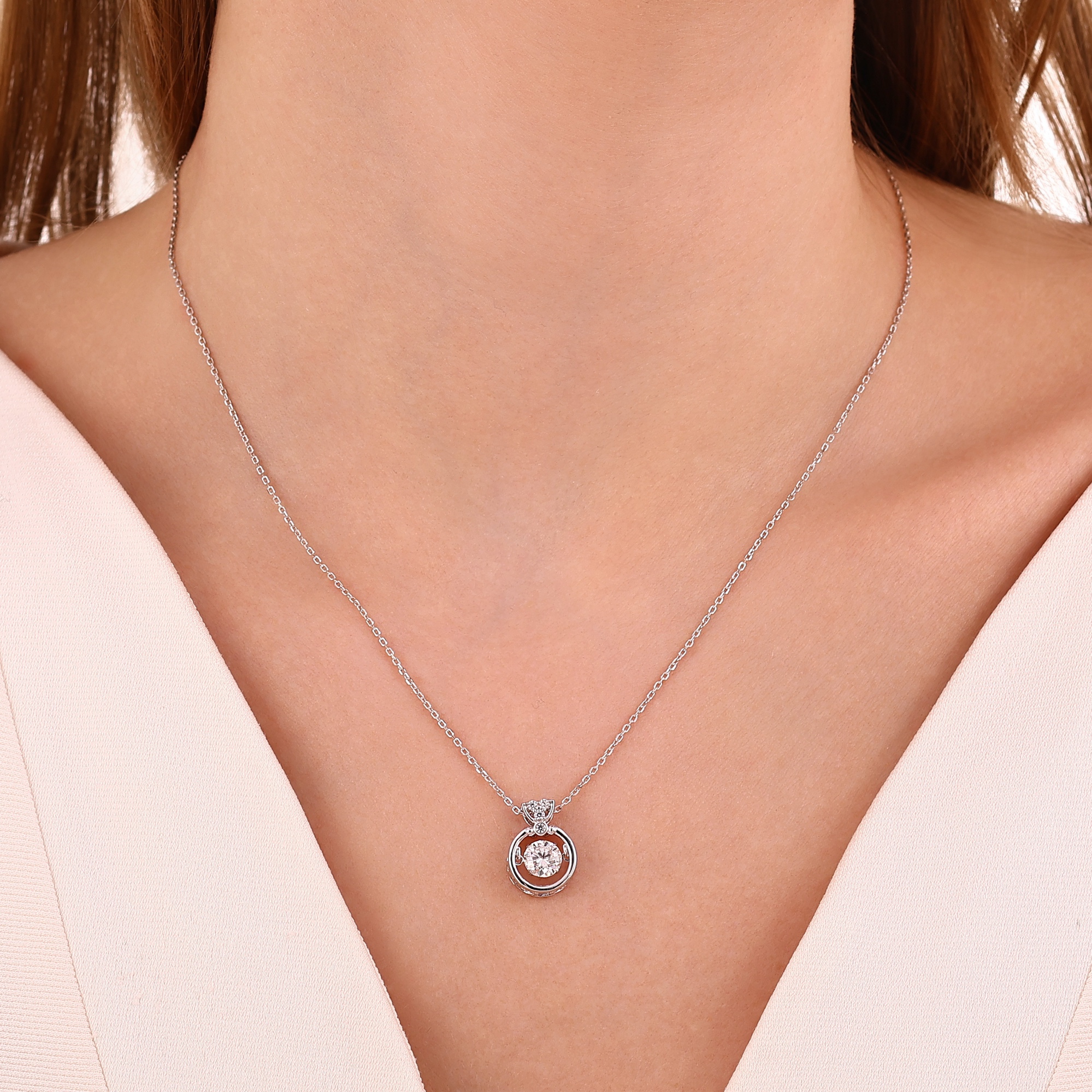 Dance Collection Round Stone Drop Necklace