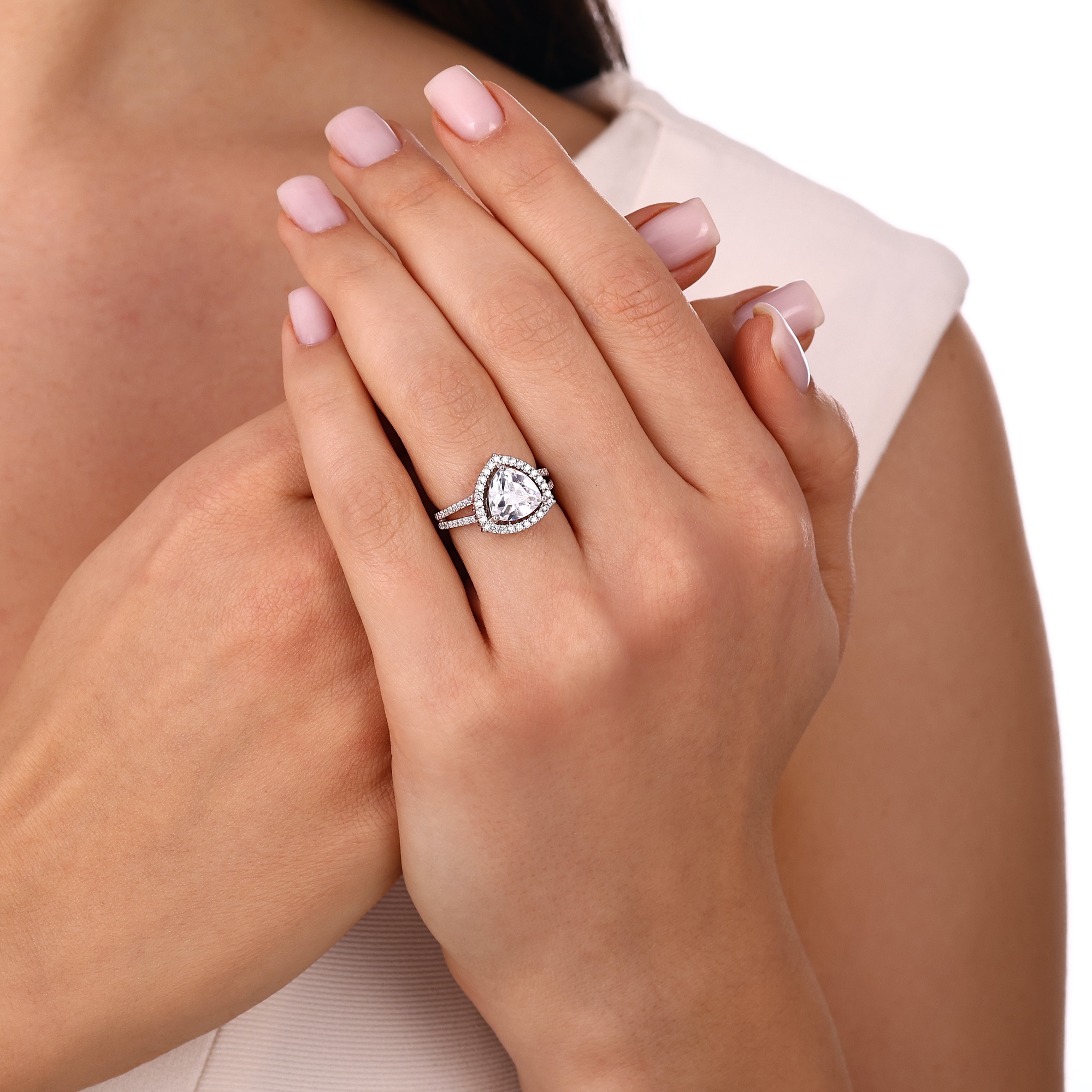 Dance Collection Double Row Ring with Triangle Stone