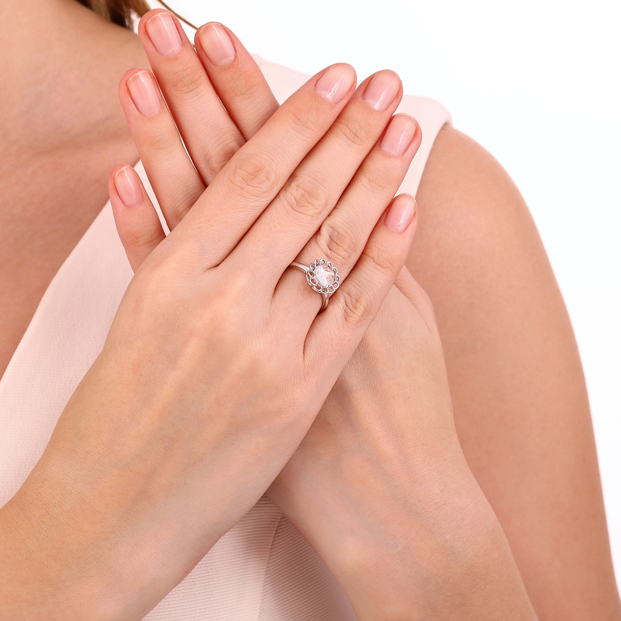 Dance Collection Pink Stone Flower Shaped Ring