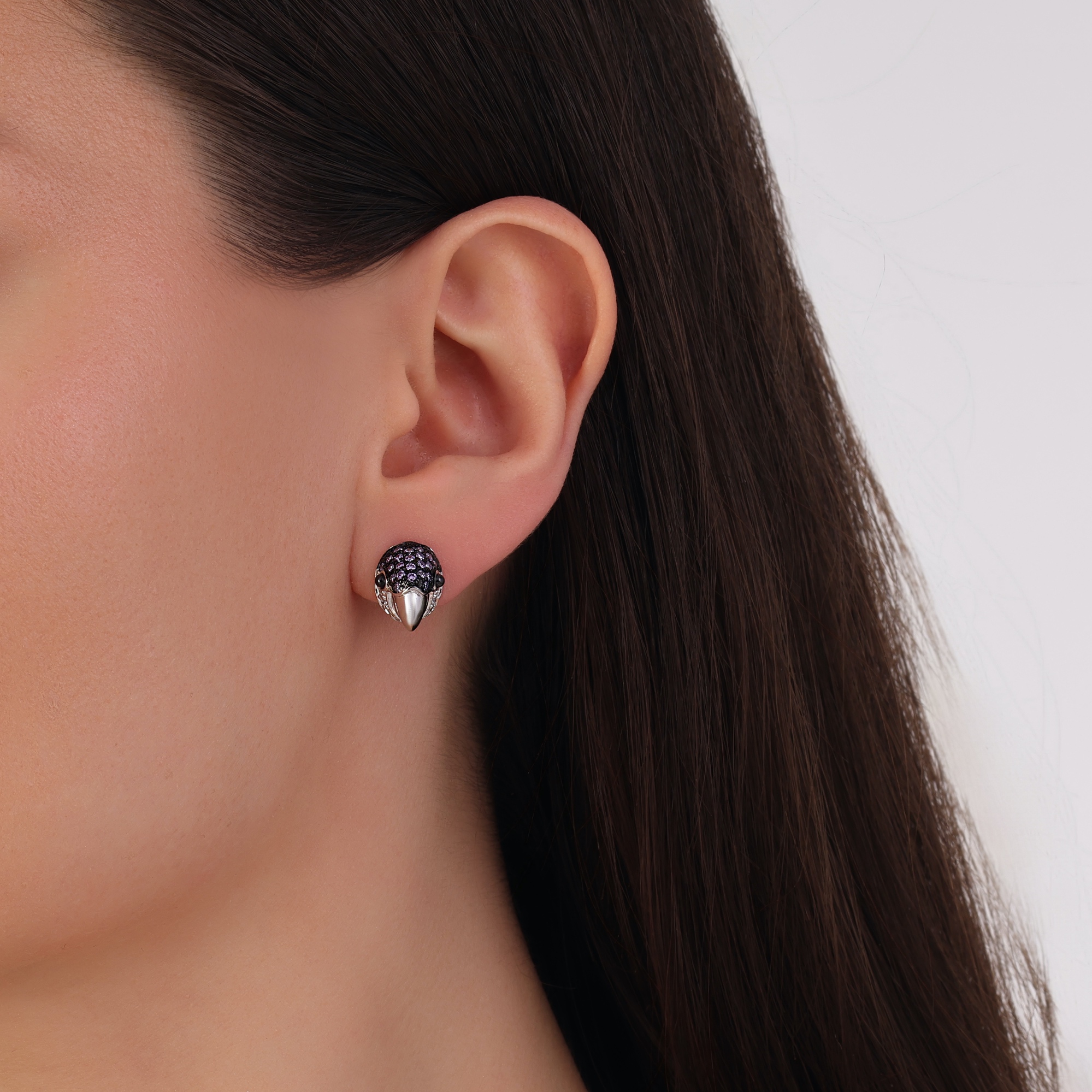 Dream Jungle Collection Purple Stone Snake Head Earring