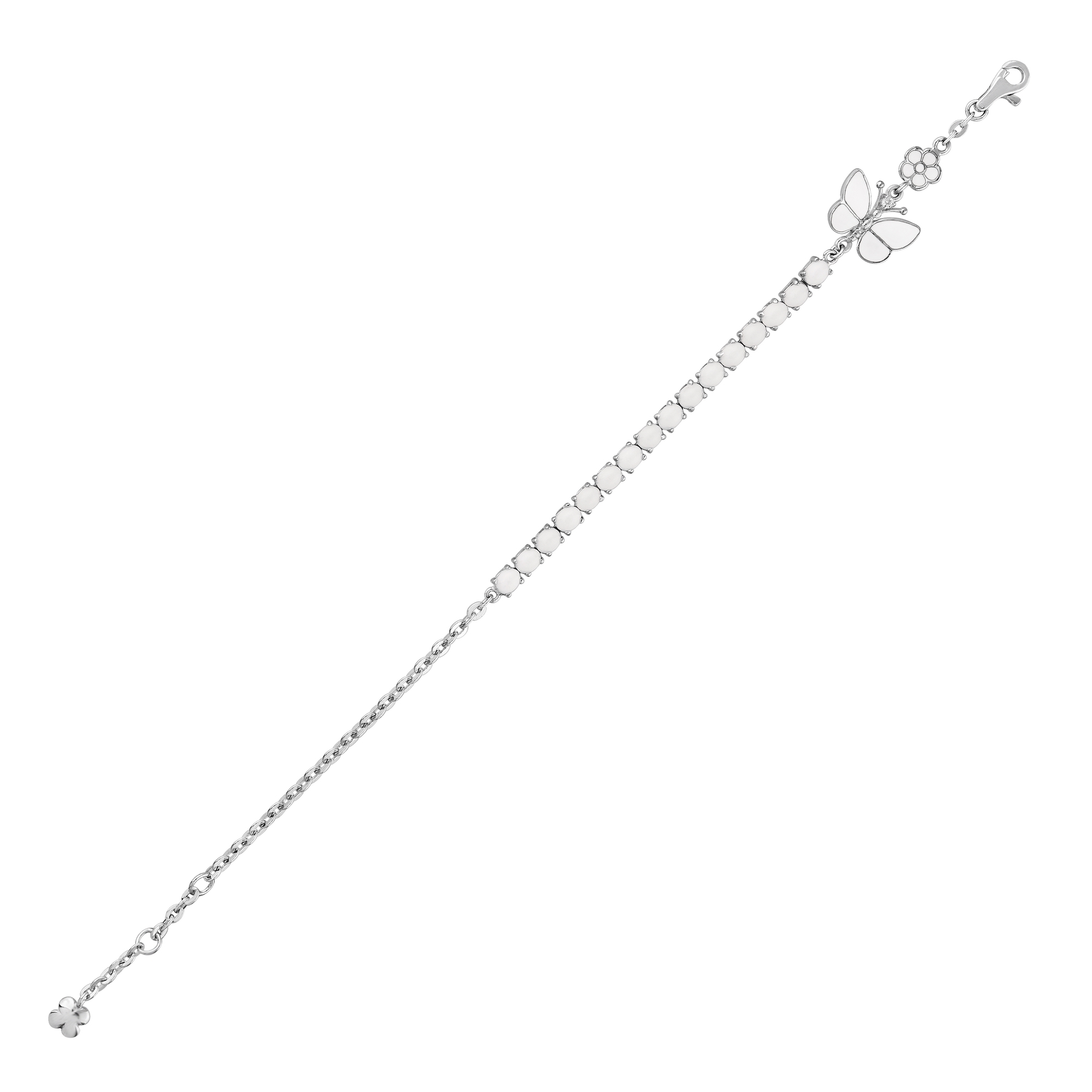 White Dreams Collection Butterfly Detailed White Stone Bracelet