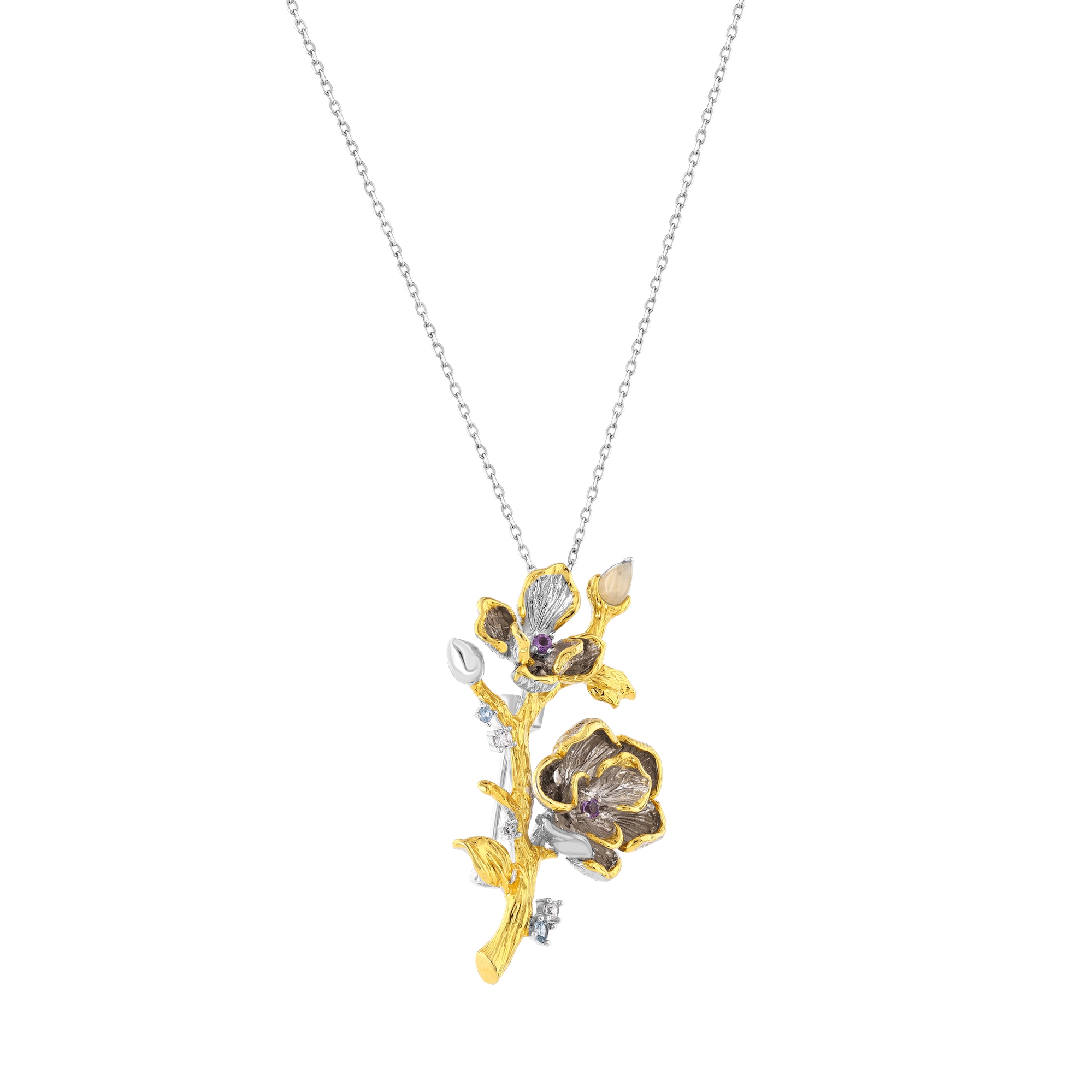 Kaleidoscope Collection Two-Tone Necklace with Floral Motif