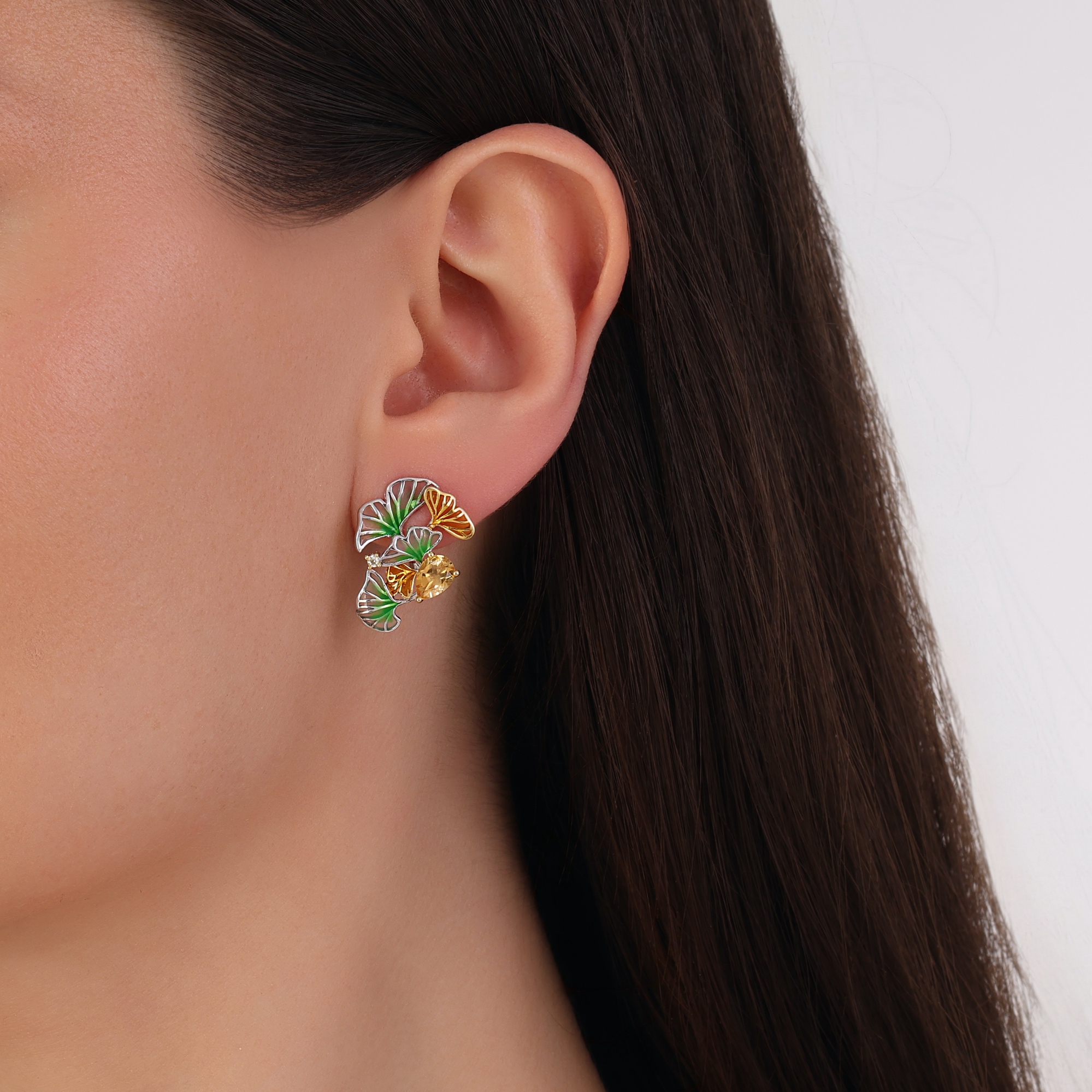 Серьги Kaleidoscope Collection с цветными листьями и камнями