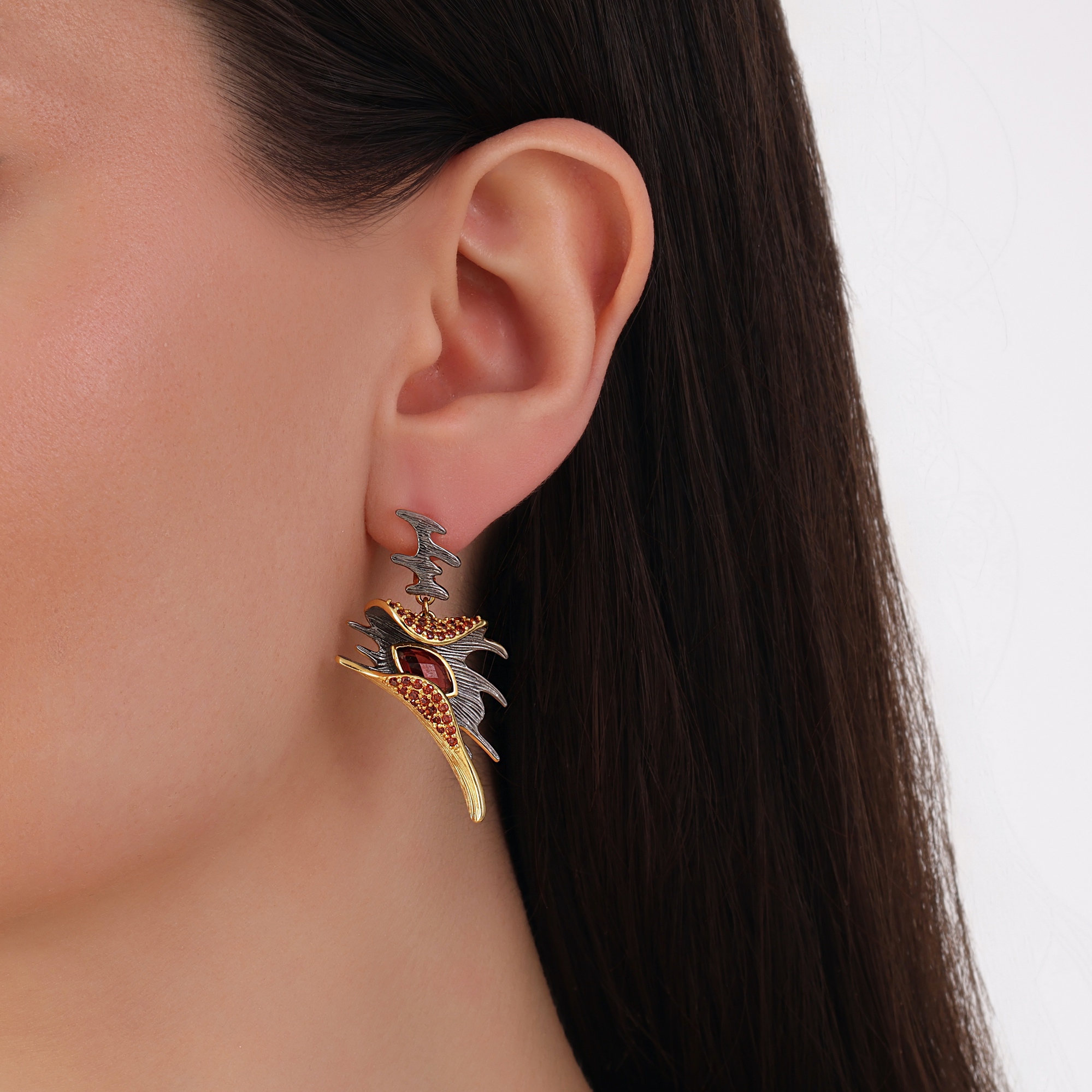 Kaleidoscope Collection Asymmetrical Earrings with Stone Details