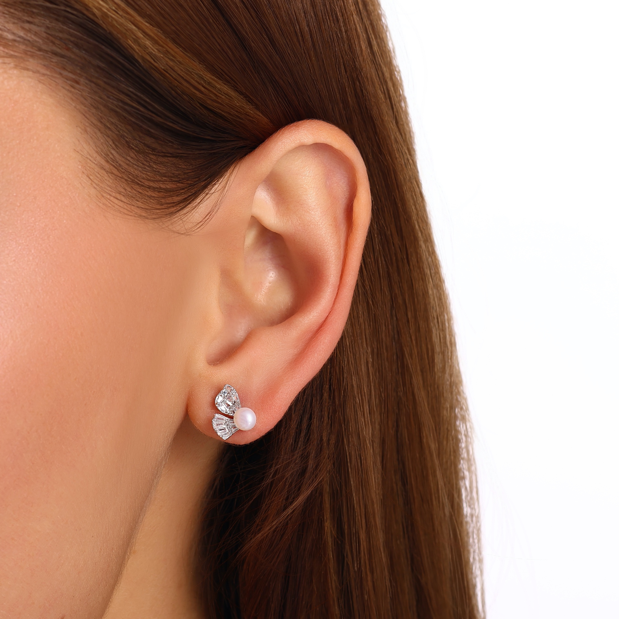 Серьги Gift Collection в форме листа с жемчугом