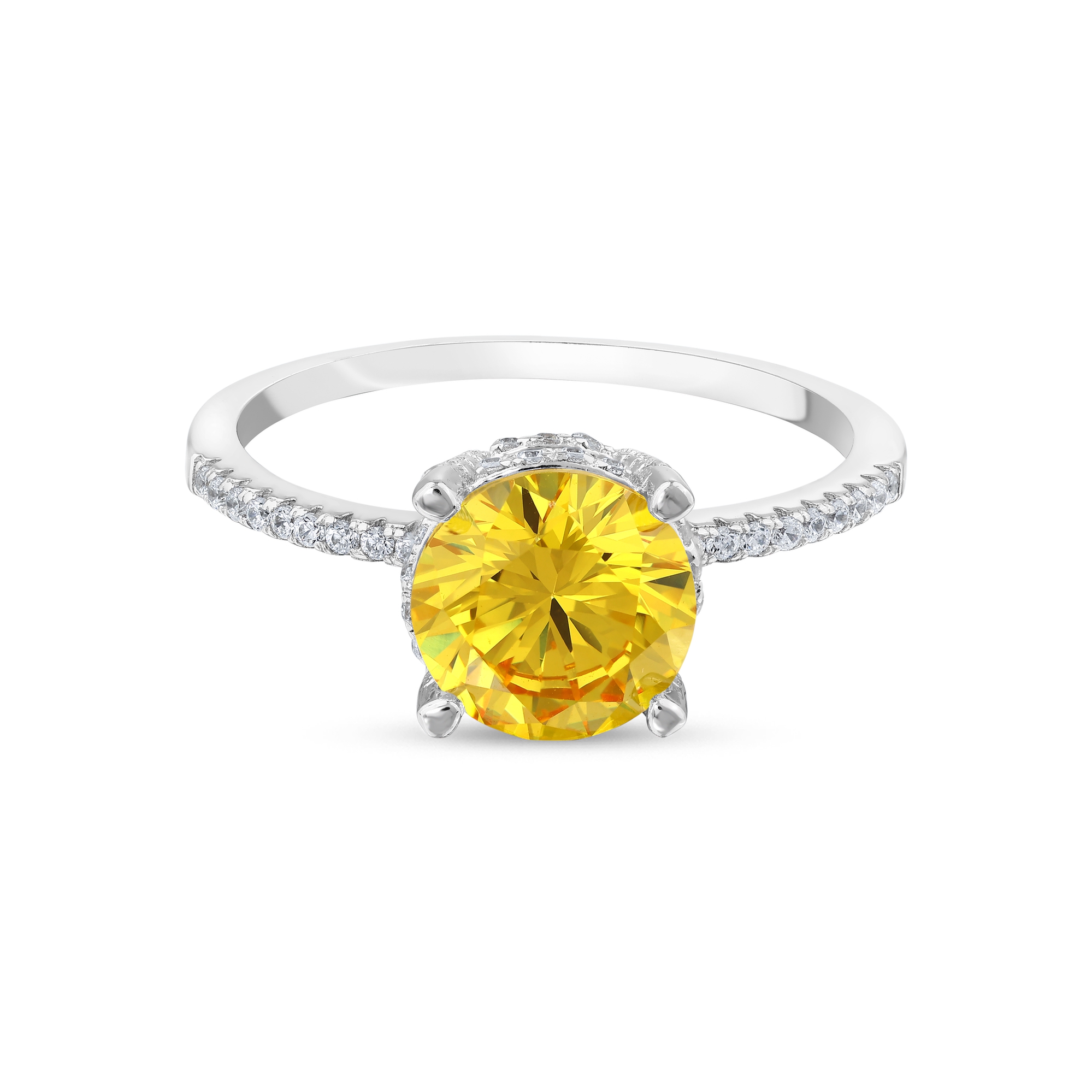 Серебряное кольцо с желтым цирконом из коллекции Baget